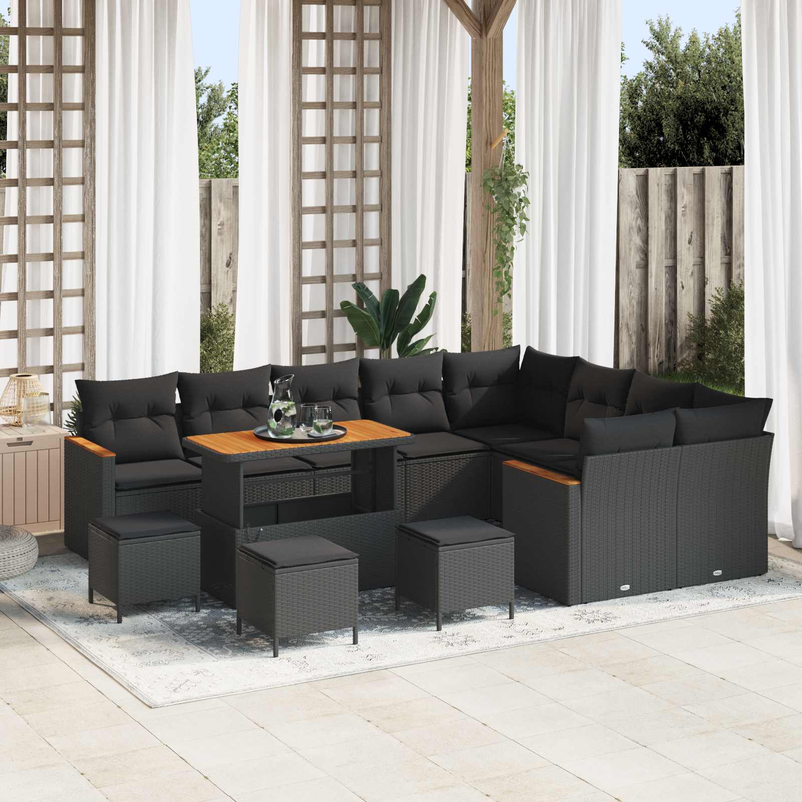 Vidaxl Ensemble De Canapé De Jardin 13 Pcs Noir Poly Rattan