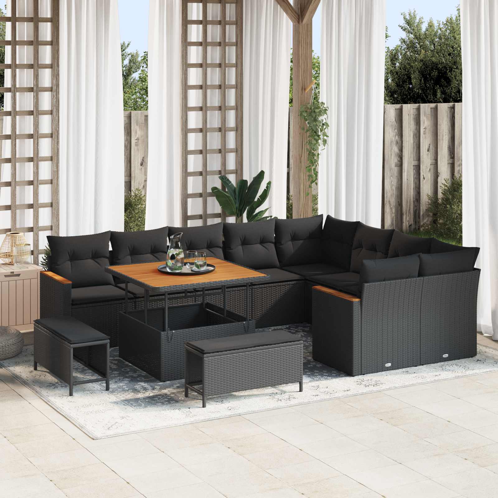 Vidaxl Ensemble De Canapé De Jardin 12 Pcs Noir Poly Rattan