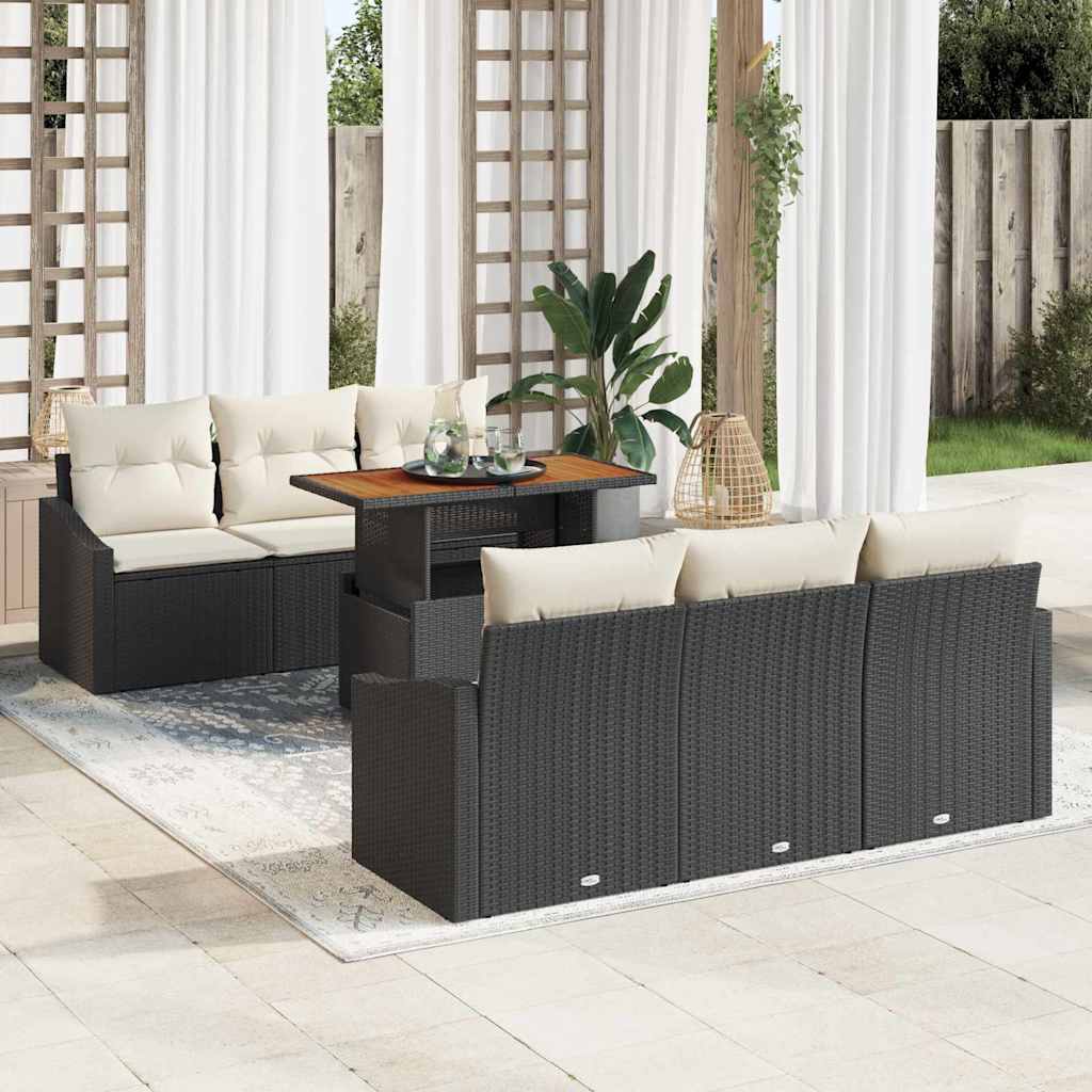 Vidaxl Ensemble De Canapé De Jardin 7 Pc Noir Et Crème