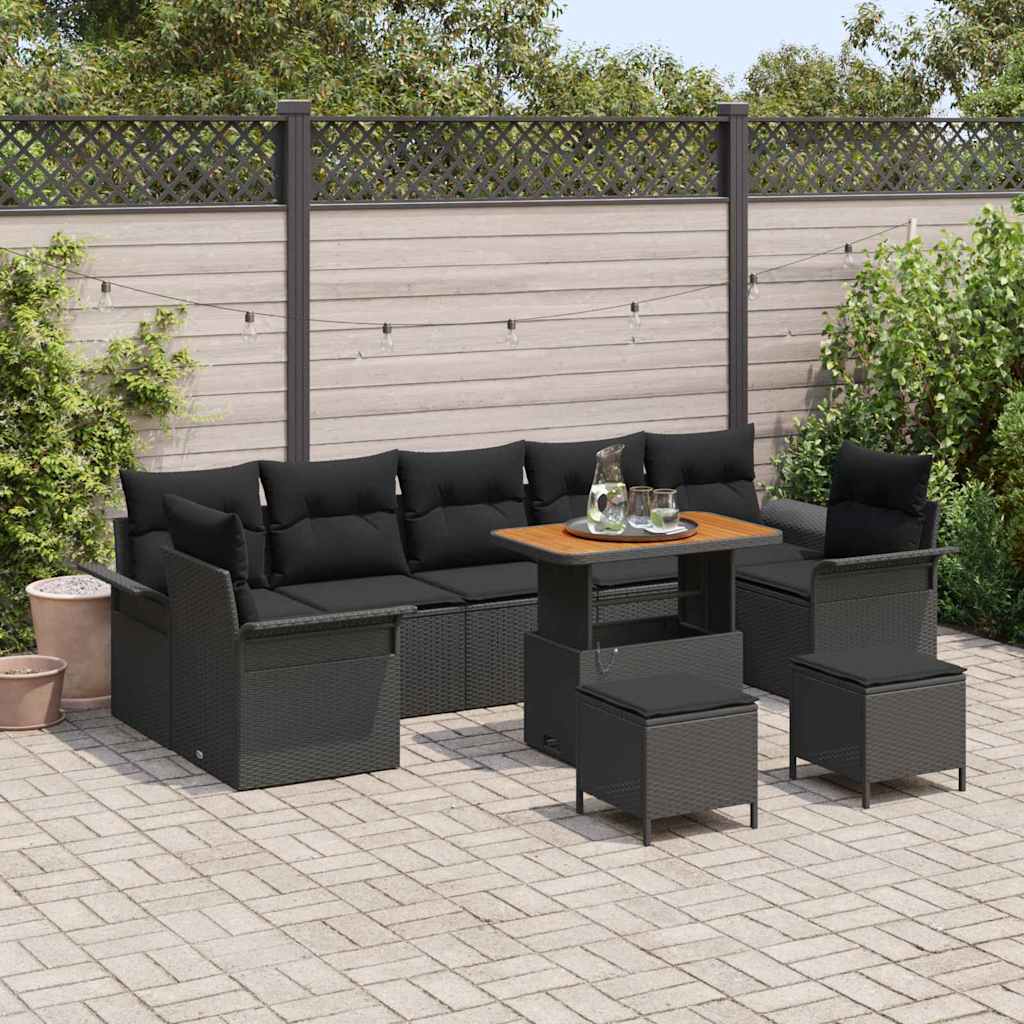 Vidaxl Ensemble De Canapé De Jardin Avec Coussin 10 Pcs Noir