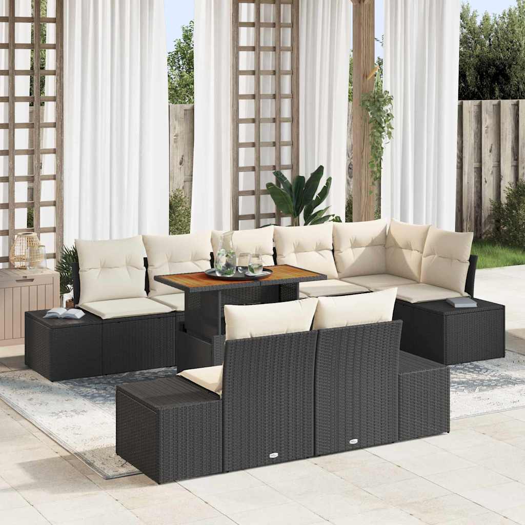 Vidaxl Ensemble De Canapé De Jardin 9 Pc Noir Et Crème