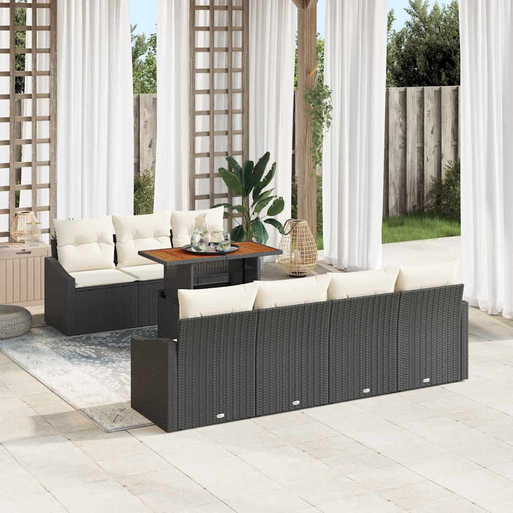 Vidaxl Ensemble De Canapé De Jardin 8 Pc Noir Et Crème