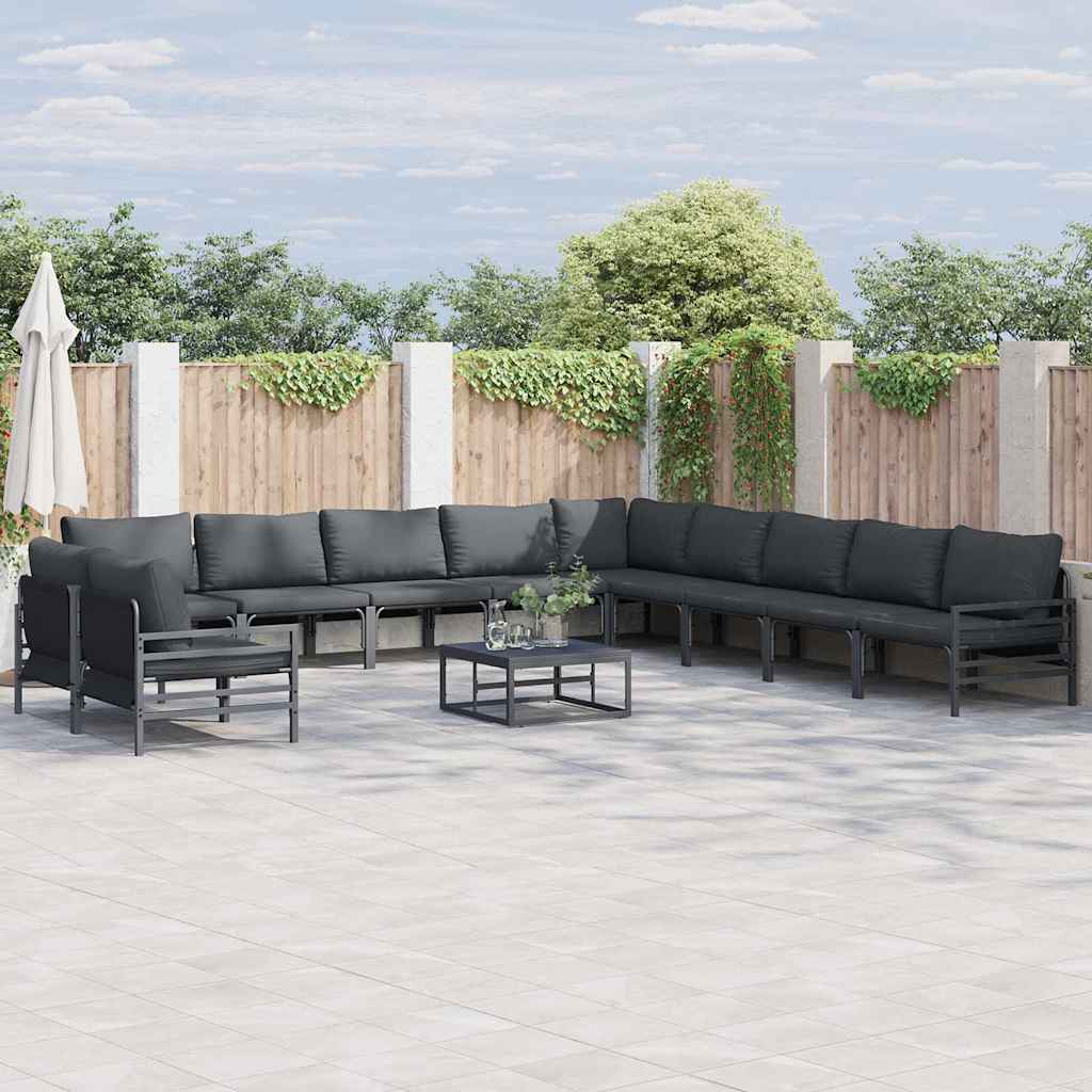 Vidaxl Ensemble De Canapé De Jardin Avec Coussin 12 Pcs Noir Acier