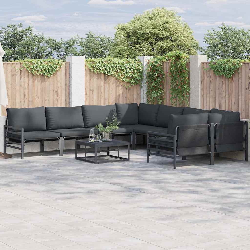 Vidaxl Ensemble De Canapé De Jardin Avec Coussin 9 Pcs Noir Acier