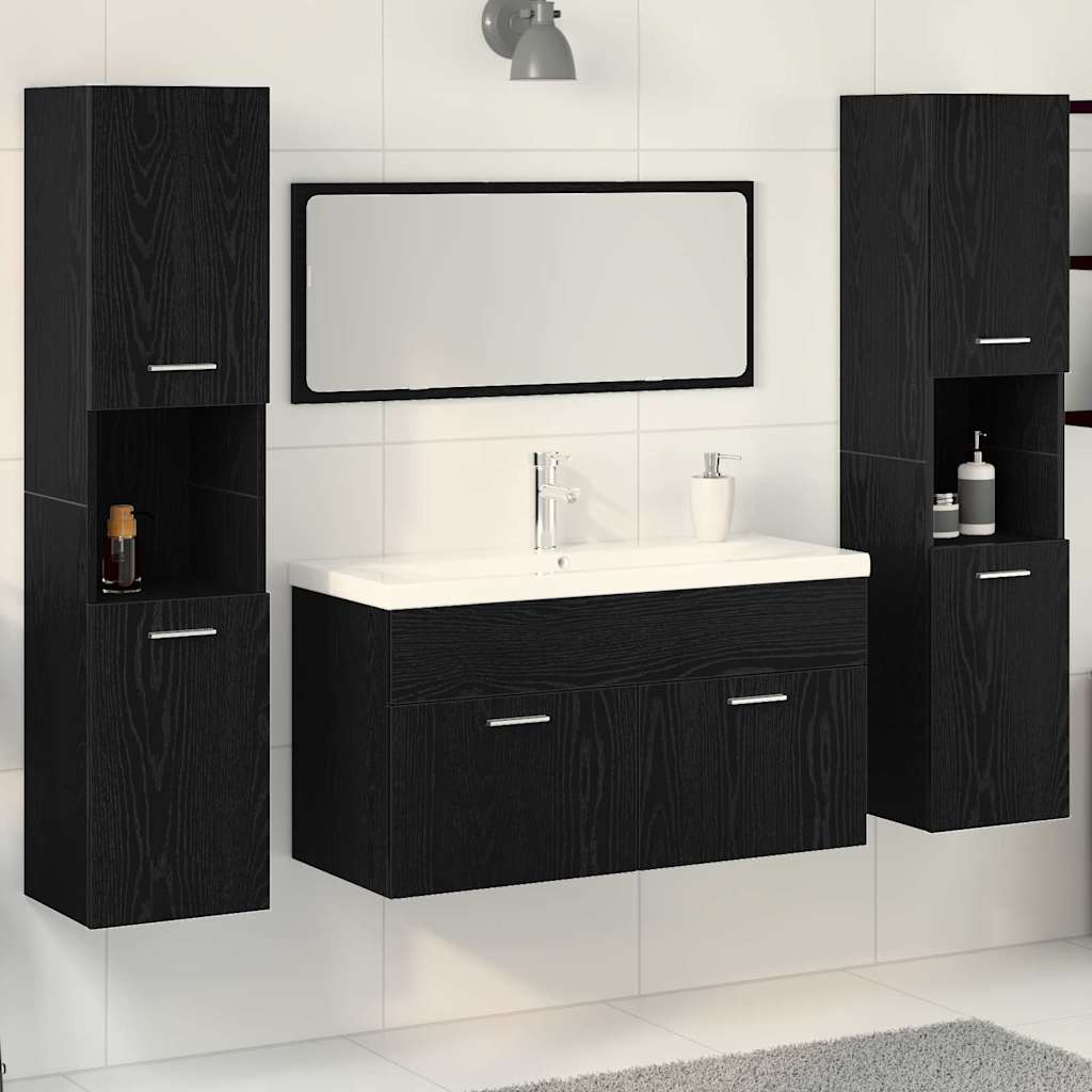 Vidaxl Ensemble De Mobilier De Salle De Bain 4 Pcs Chêne Noir