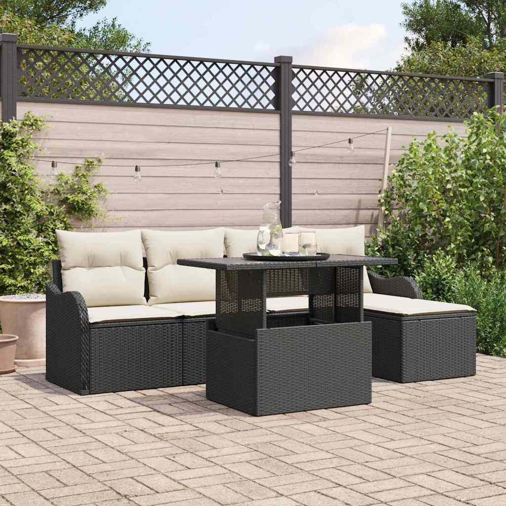 Vidaxl Ensemble De Sièges D'Extérieur 6 Pcs Noir Poly Rotin