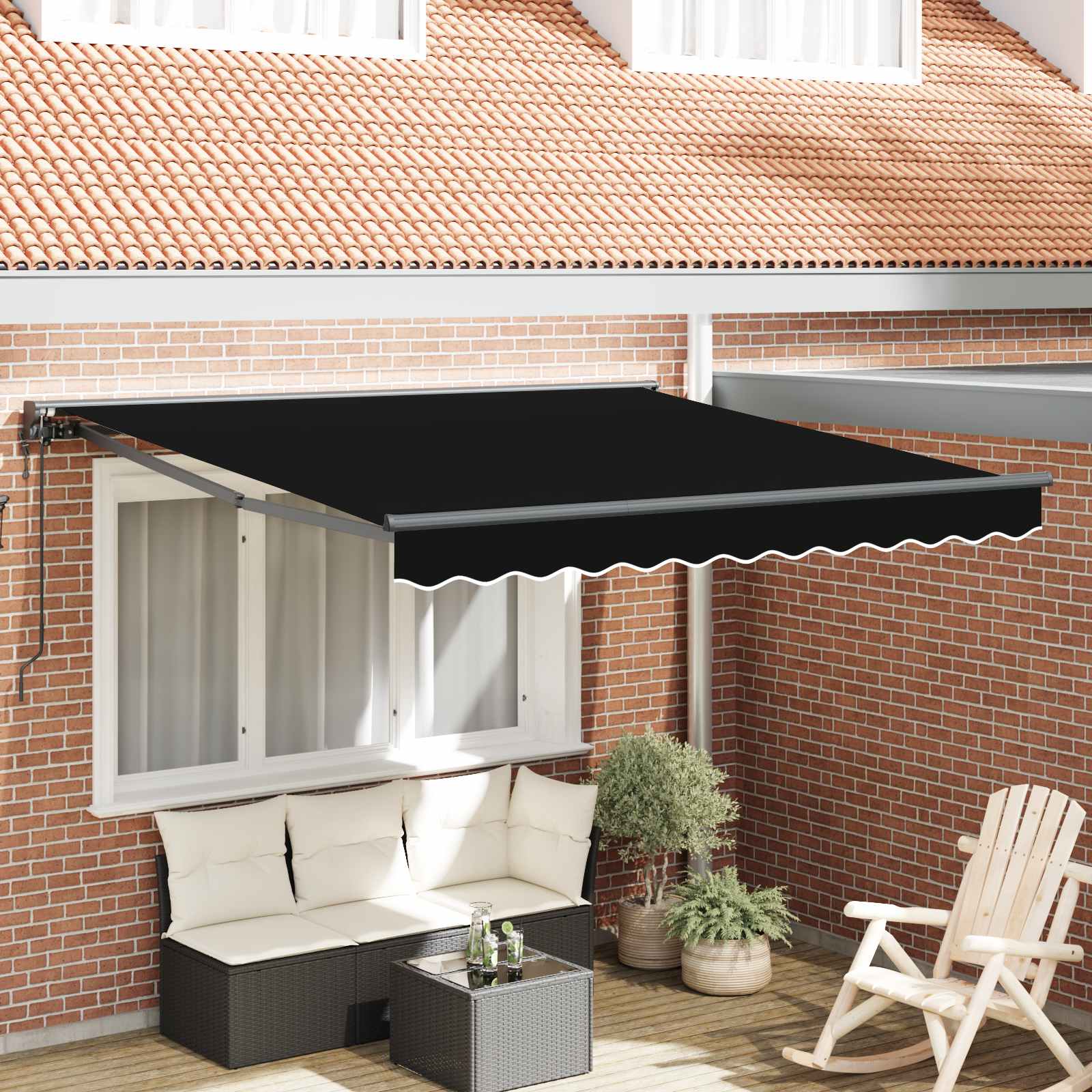 Vidaxl Cadre D'Auvent Noir 300 X 250 Cm Polyester Avec Revêtement Pu