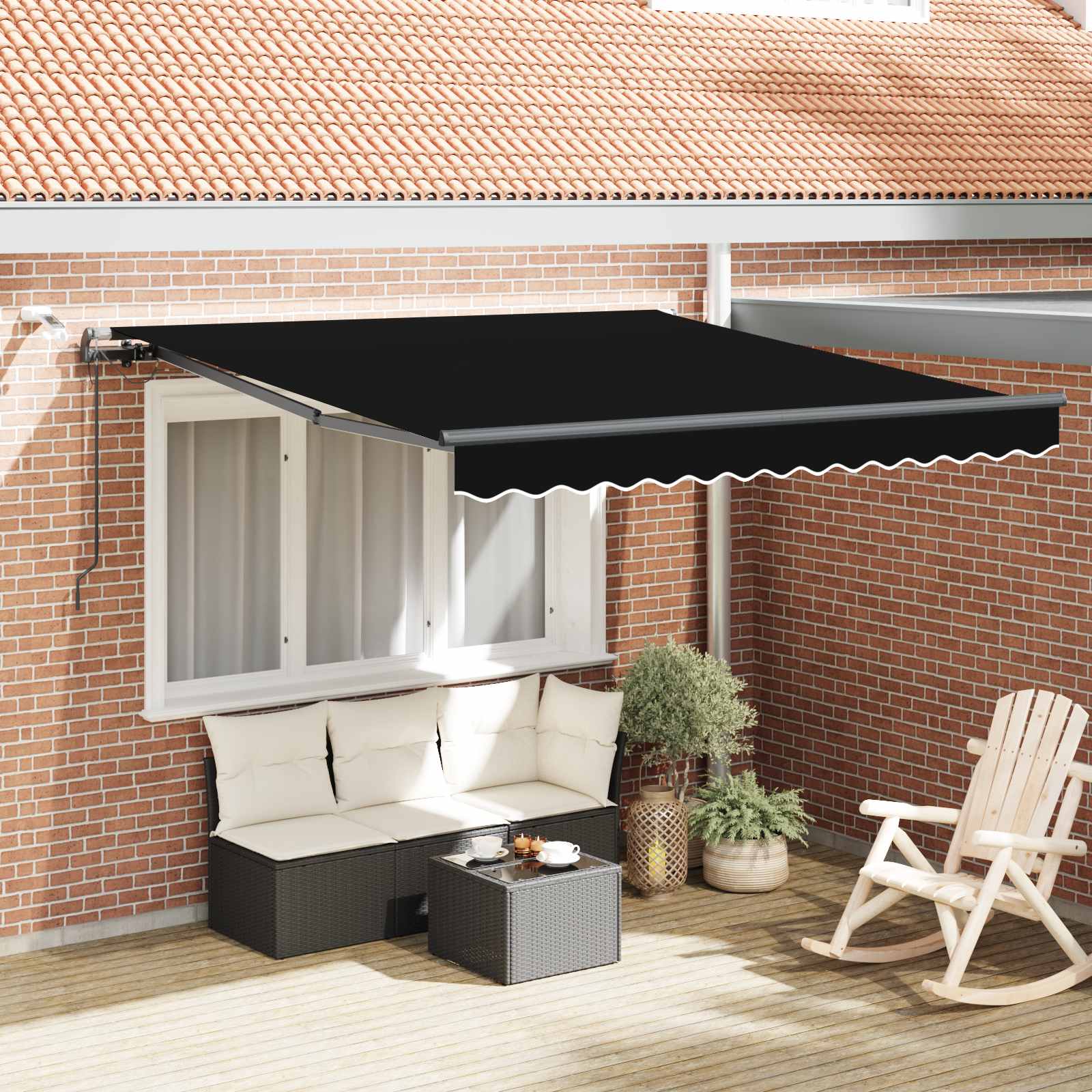 Vidaxl Auvent Rétractable Noir 350 X 250 Cm Polyester