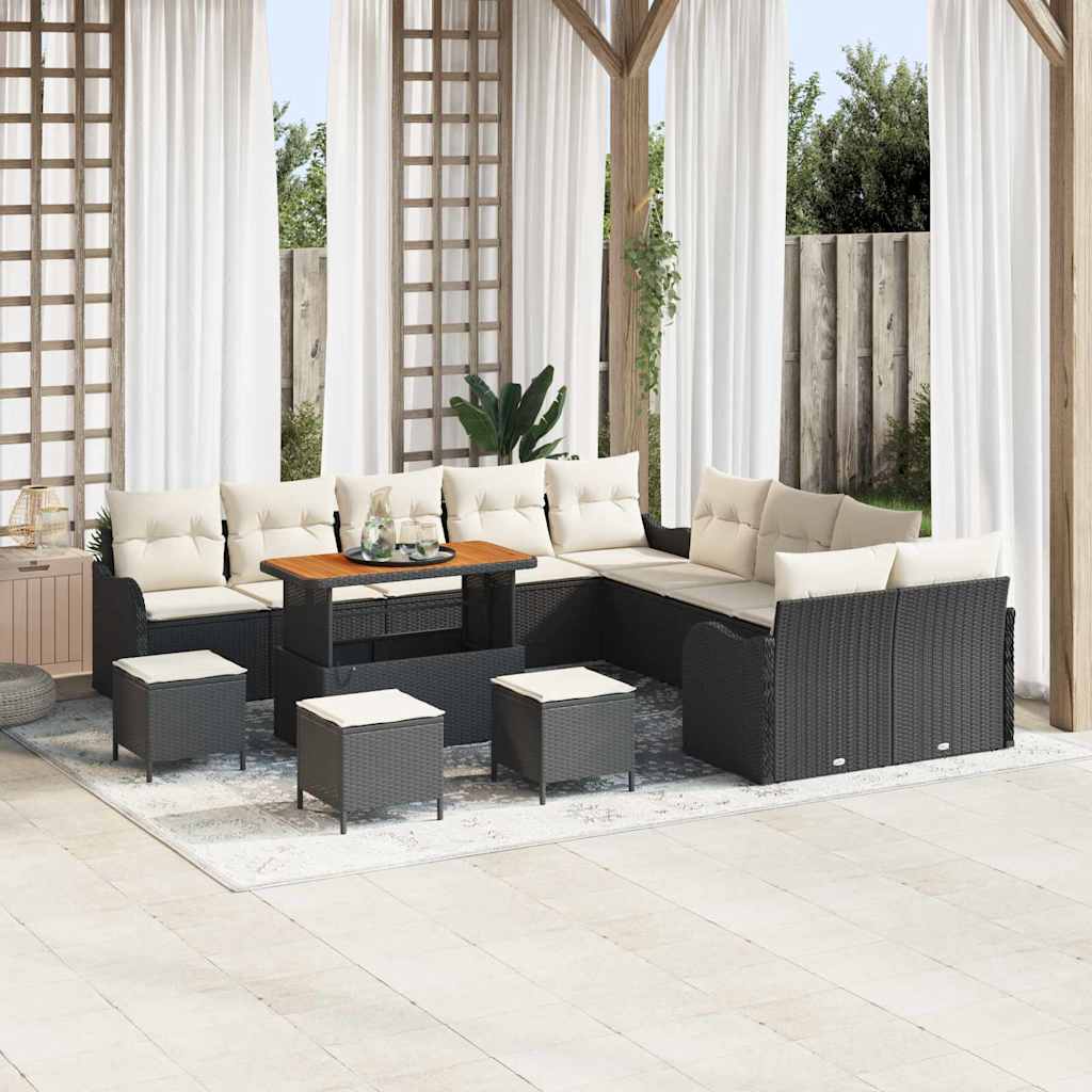 Vidaxl Ensemble De Canapé De Jardin Avec Coussin 14 Pcs Noir Et Crème
