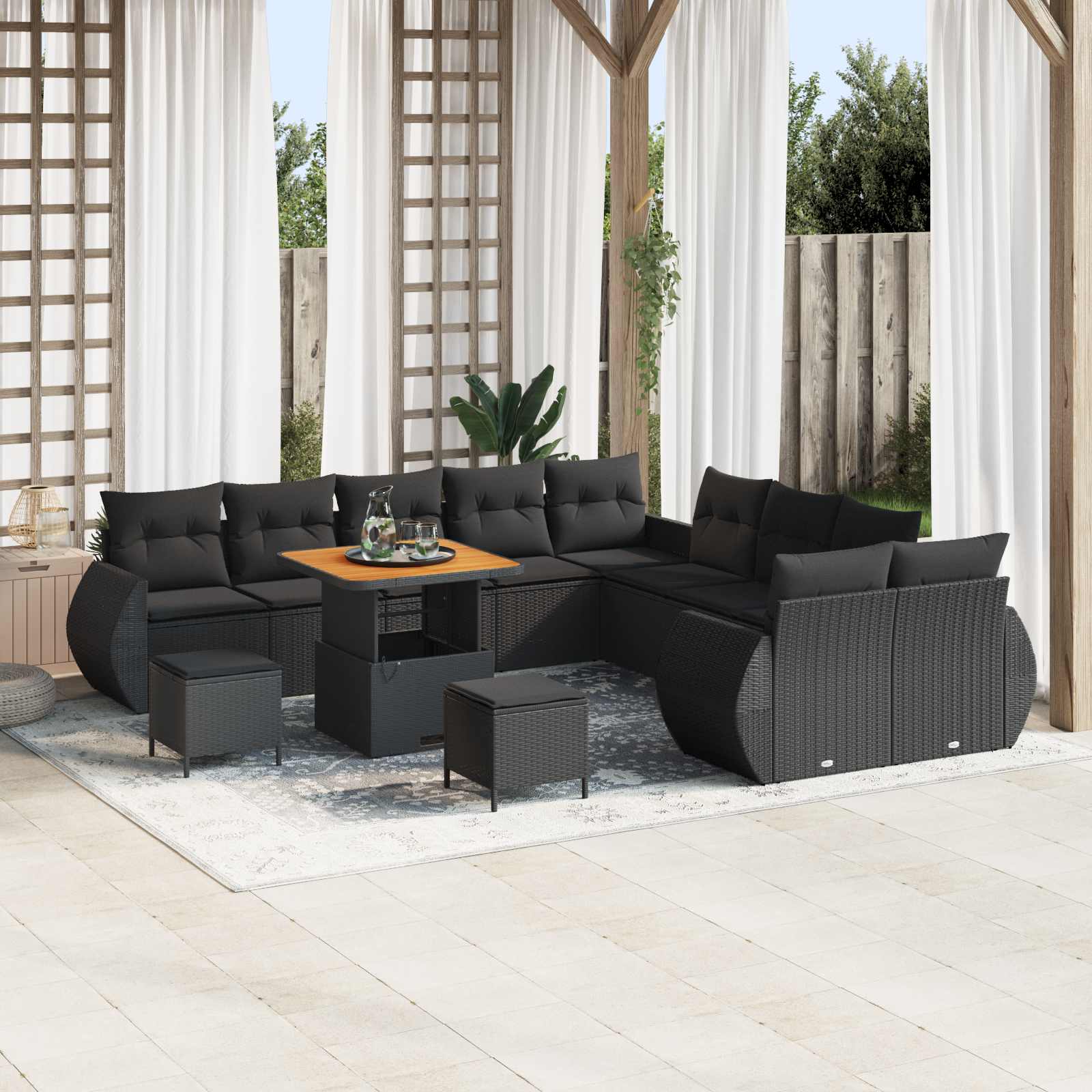 Vidaxl Ensemble De Canapé De Jardin Avec Coussin 13 Pcs Noir