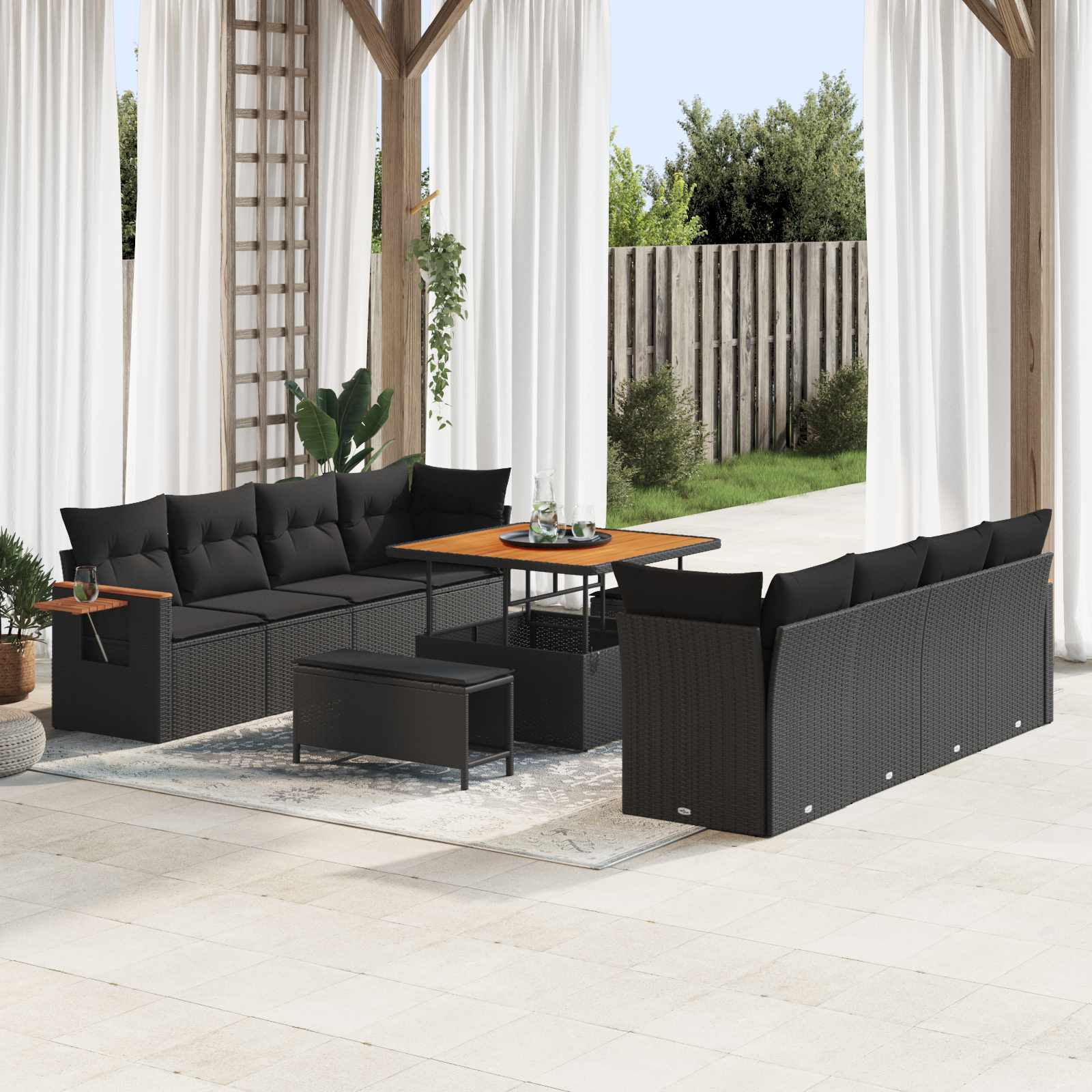 Vidaxl Ensemble De Canapé De Jardin 11 Pcs Noir Polyrotin