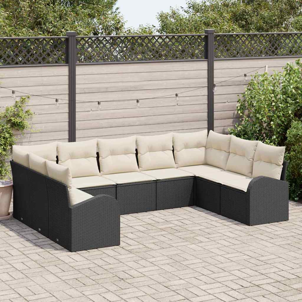 Vidaxl Ensemble De Canapés Avec Coussin 9 Pcs Noir Poly Rattan