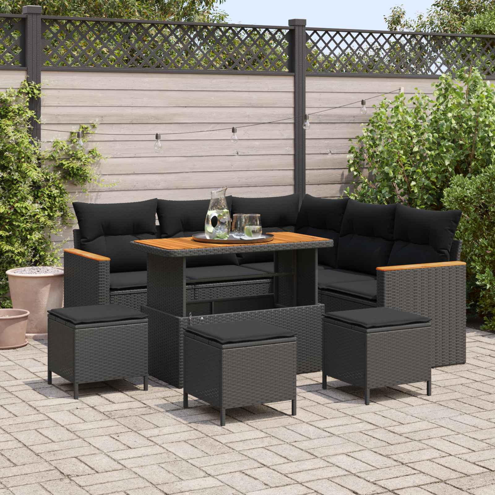 Vidaxl Ensemble De Canapé De Jardin Avec Coussin Noir Poly Rotin