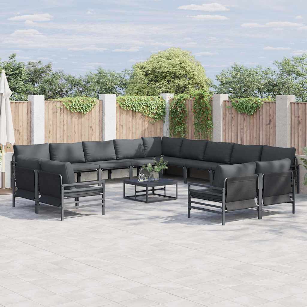 Vidaxl Ensemble De Canapé De Jardin Avec Coussin 14 Pcs Noir Acier