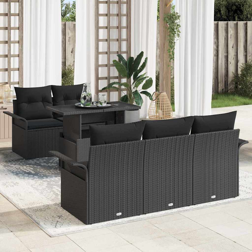 Vidaxl Ensemble De Canapé De Jardin 6 Pcs Noir Poly Rattan