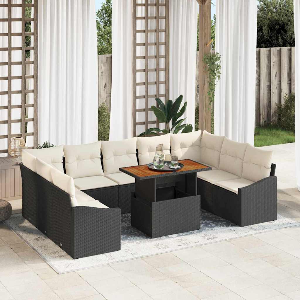 Vidaxl Ensemble De Canapé De Jardin 10 Pc Noir Et Crème
