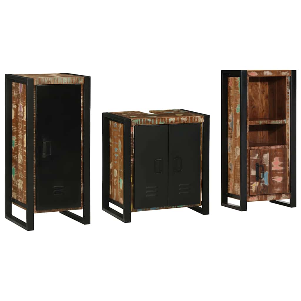 Vidaxl Ensemble De Mobilier De Salle De Bain 3 Pcs Bois Recyclé Solide
