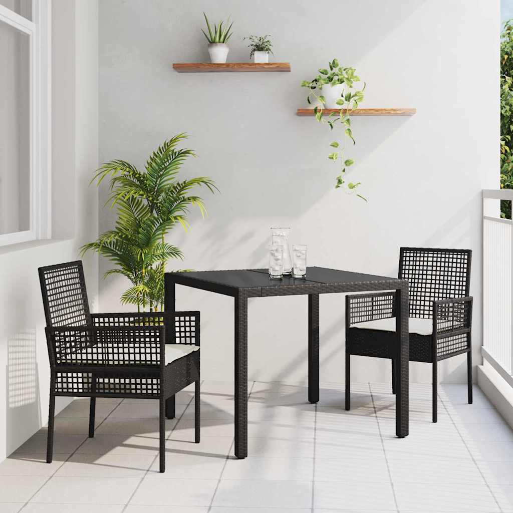 Vidaxl Ensemble De Salle À Manger Pour Jardin 3 Pcs Noir Polyrotin
