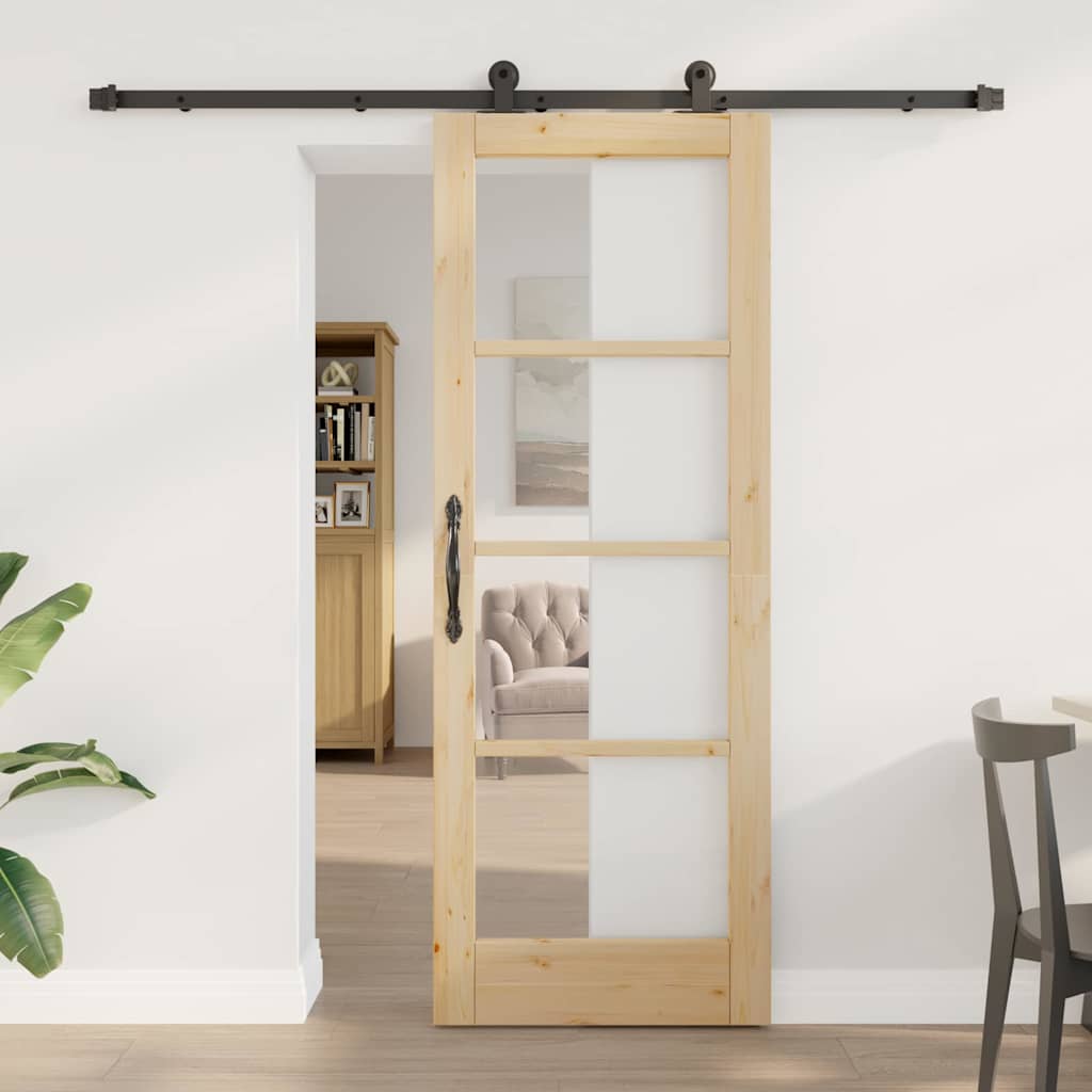 Vidaxl Porte Coulissante Orkdal Naturel Et Noir 73,5 X 198,5 Cm