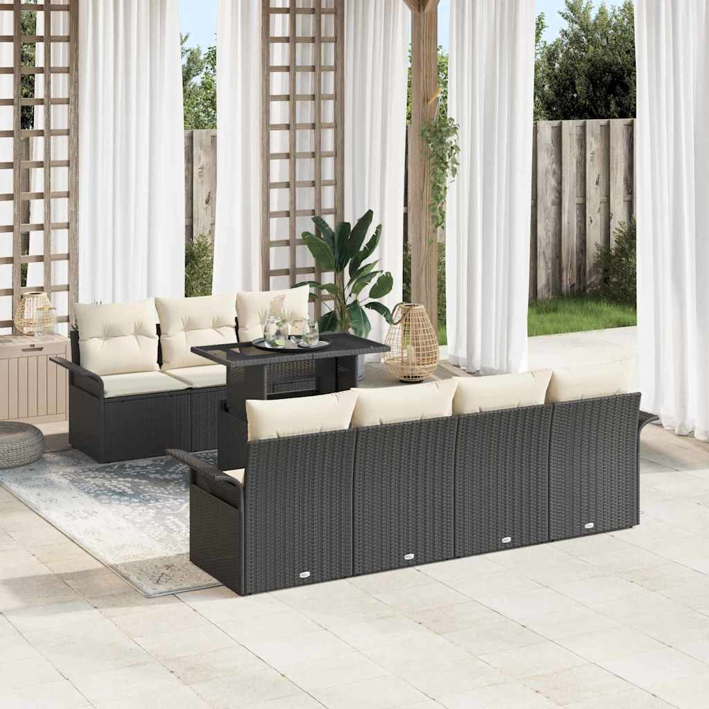 Vidaxl Ensemble De Canapé De Jardin 8 Pcs Noir Poly Rattan