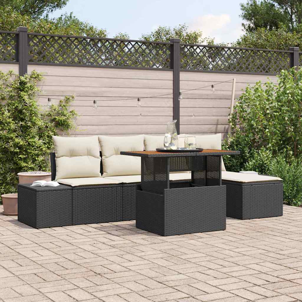 Vidaxl Ensemble De Canapé De Jardin 6 Pcs Noir Et Crème