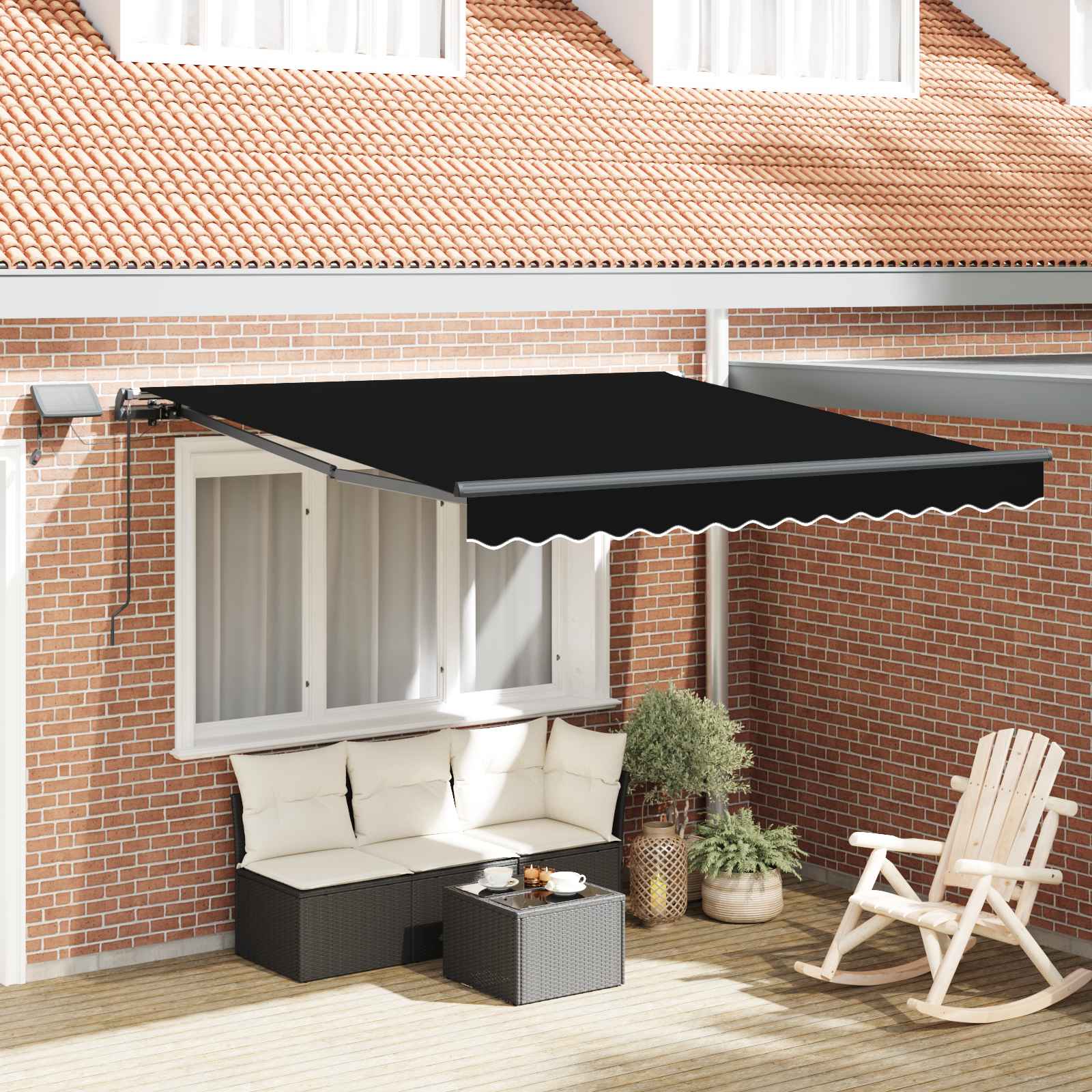 Vidaxl Auvent Rétractable Noir 300 X 250 Cm Tissu Et Aluminium