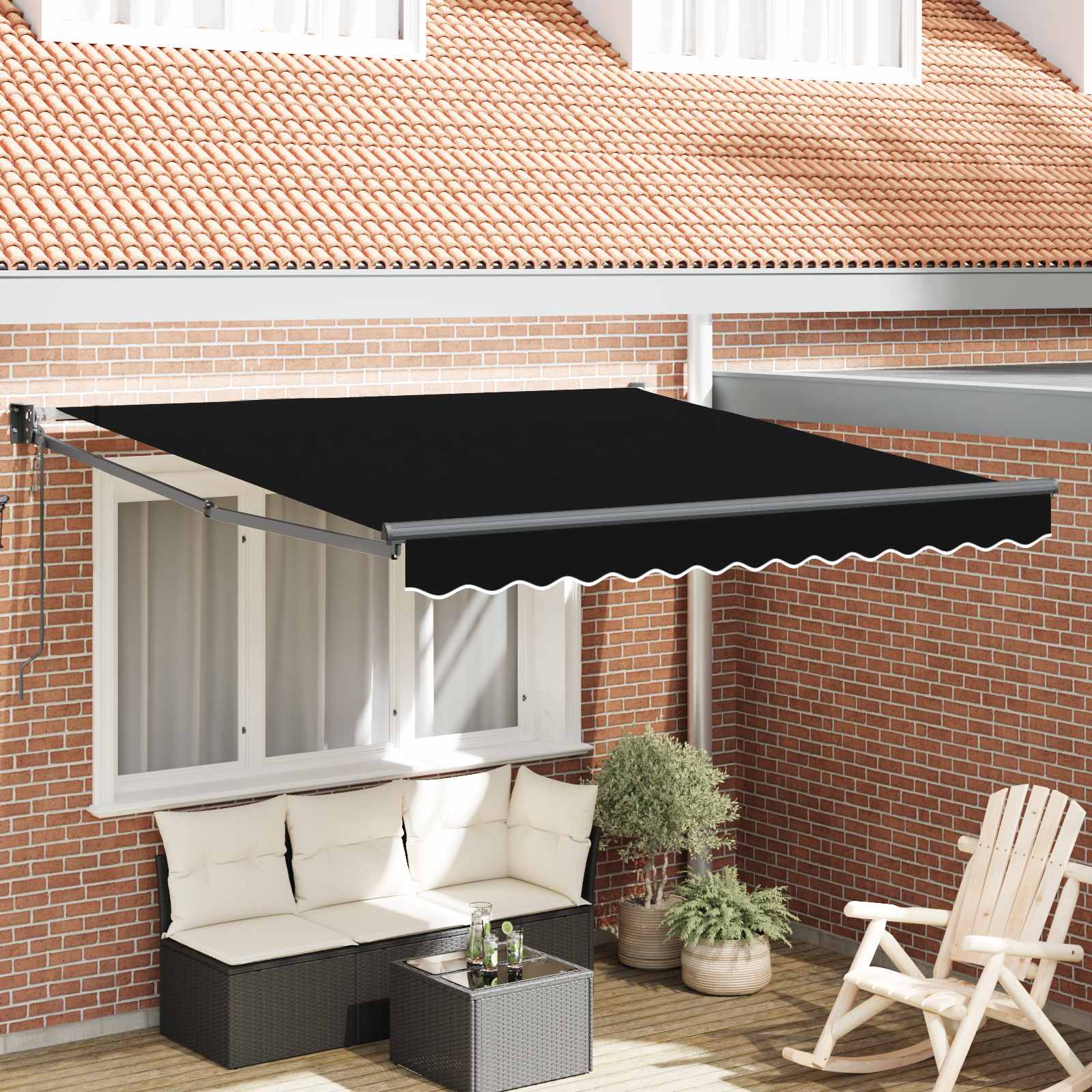 Vidaxl Auvent Rétractable Noir 300 X 250 X 165 Cm Polyester Et Métal