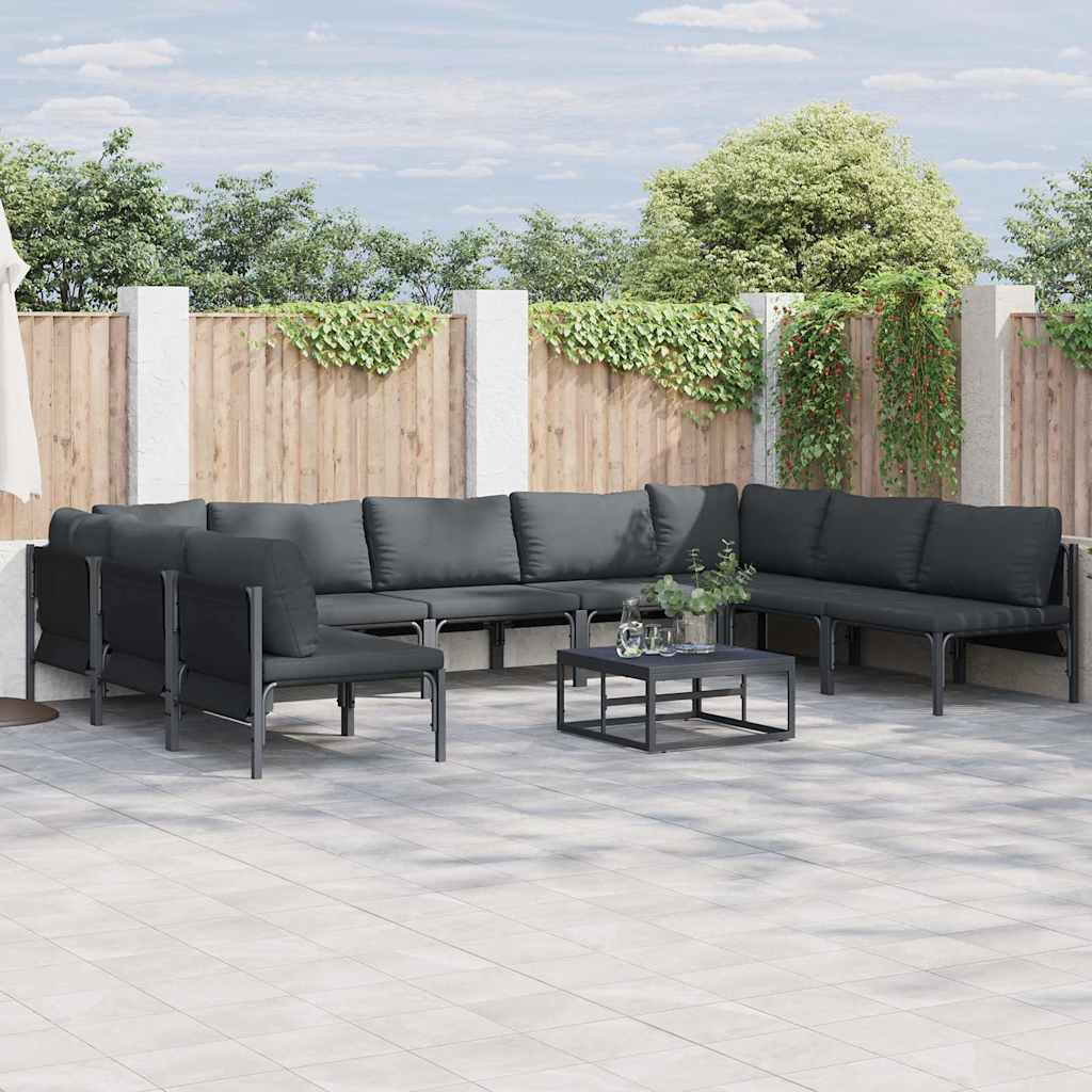 Vidaxl Ensemble De Canapé De Jardin Avec Coussin 10 Pcs Noir Acier