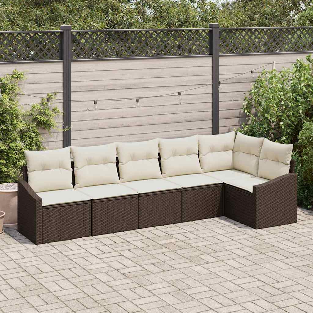 Vidaxl Ensemble De Canapé De Jardin 6 Pcs Marron Et Blanc Polyrotin