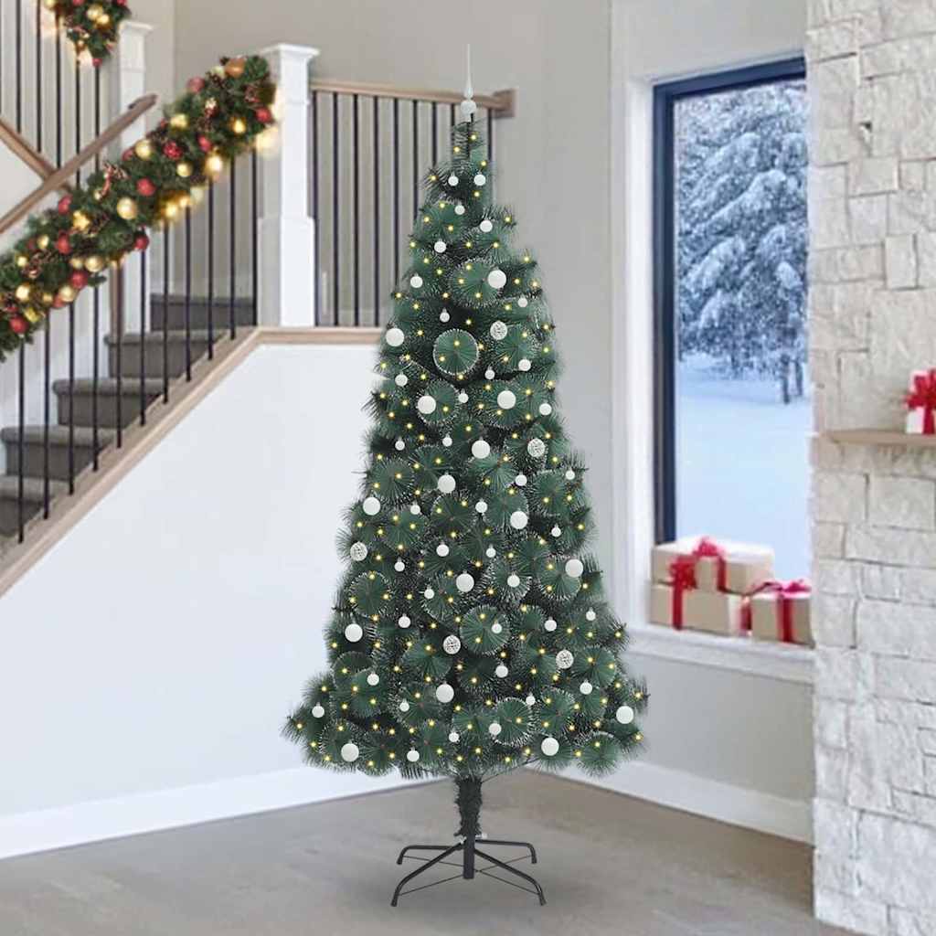 Vidaxl Sapin De Noël Artificiel Pré-éclairé Avec Ensemble De Boules