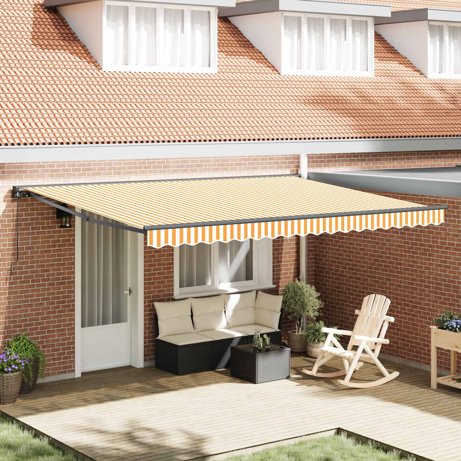 Vidaxl Cadre D'Auvent Jaune Et Blanc 450 × 300 Cm