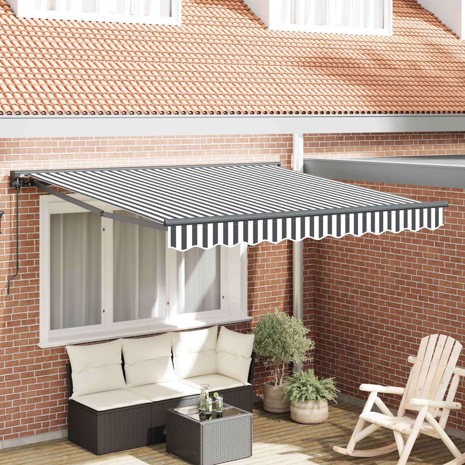 Vidaxl Cadre D'Auvent Anthracite Et Blanc 350 X 250 Cm