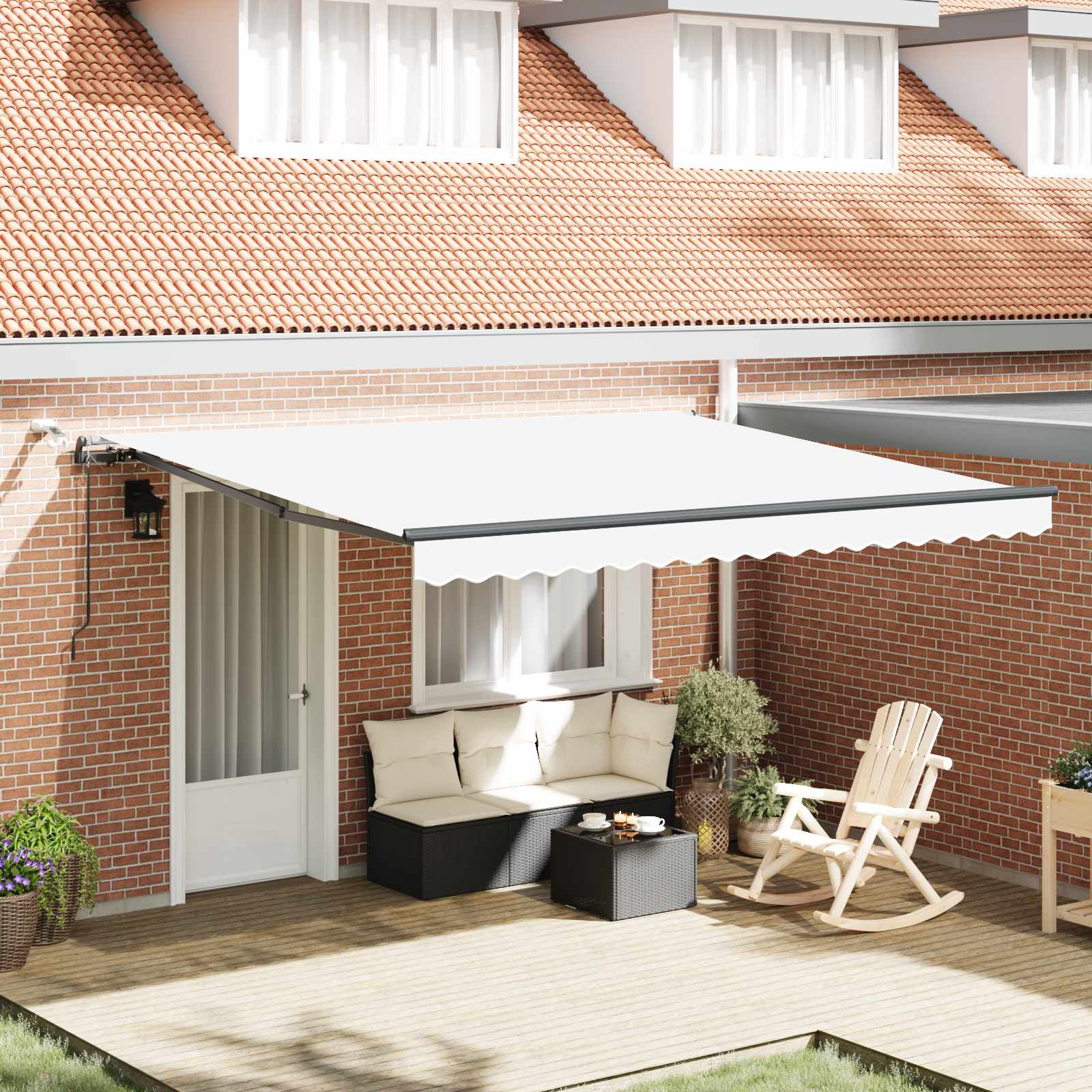 Vidaxl Auvent Rétractable Blanc 400 × 300 Cm Polyester