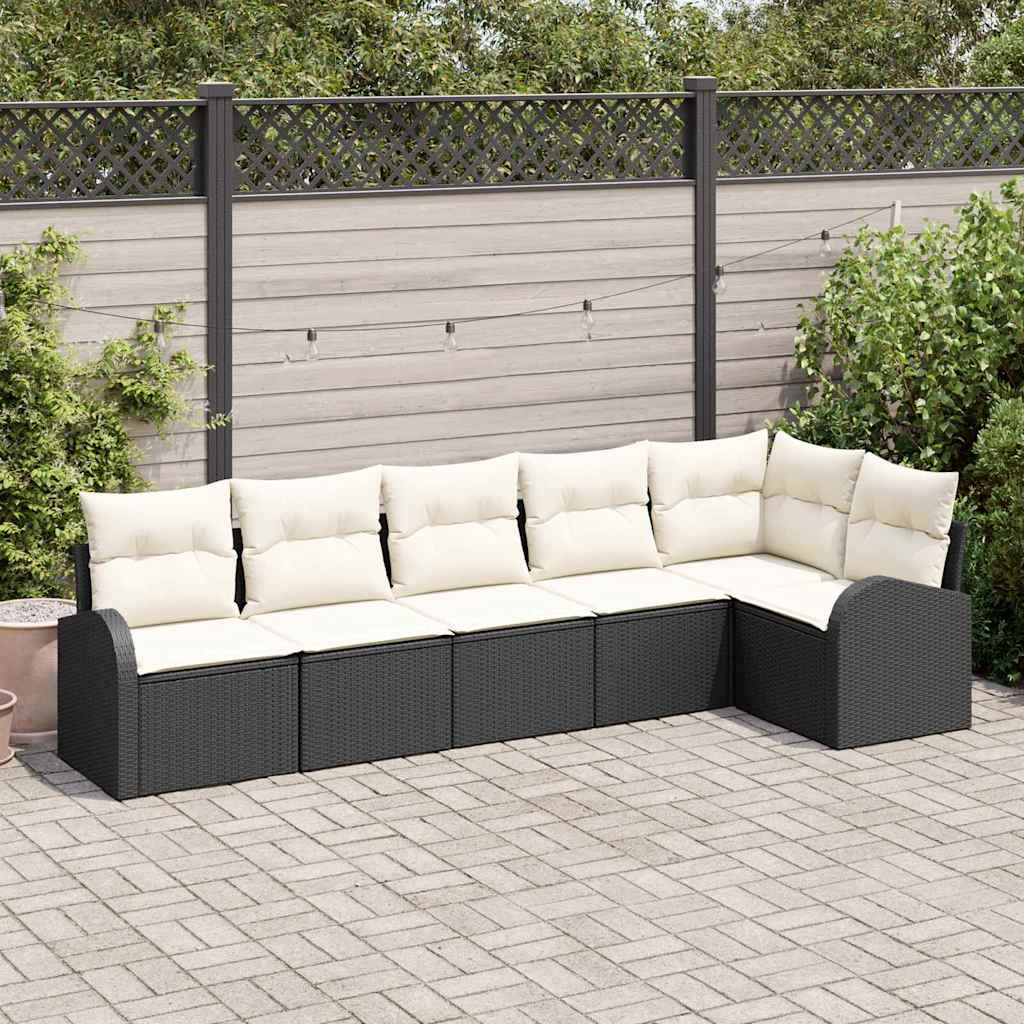 Vidaxl Ensemble De Canapé De Jardin 6 Pcs Noir Et Blanc Polyrotin