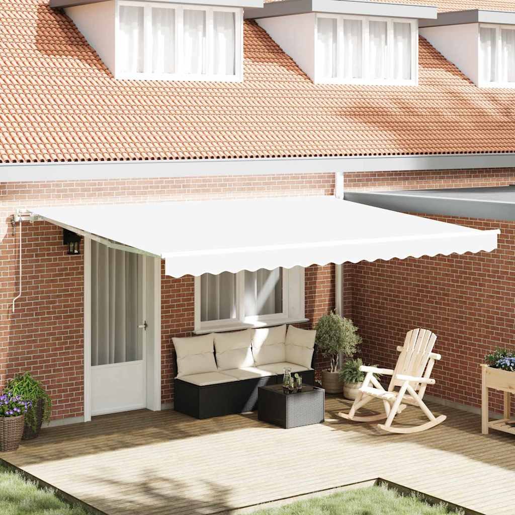 Vidaxl Auvent Rétractable Blanc 450 × 350 Cm Tissu Et Aluminium
