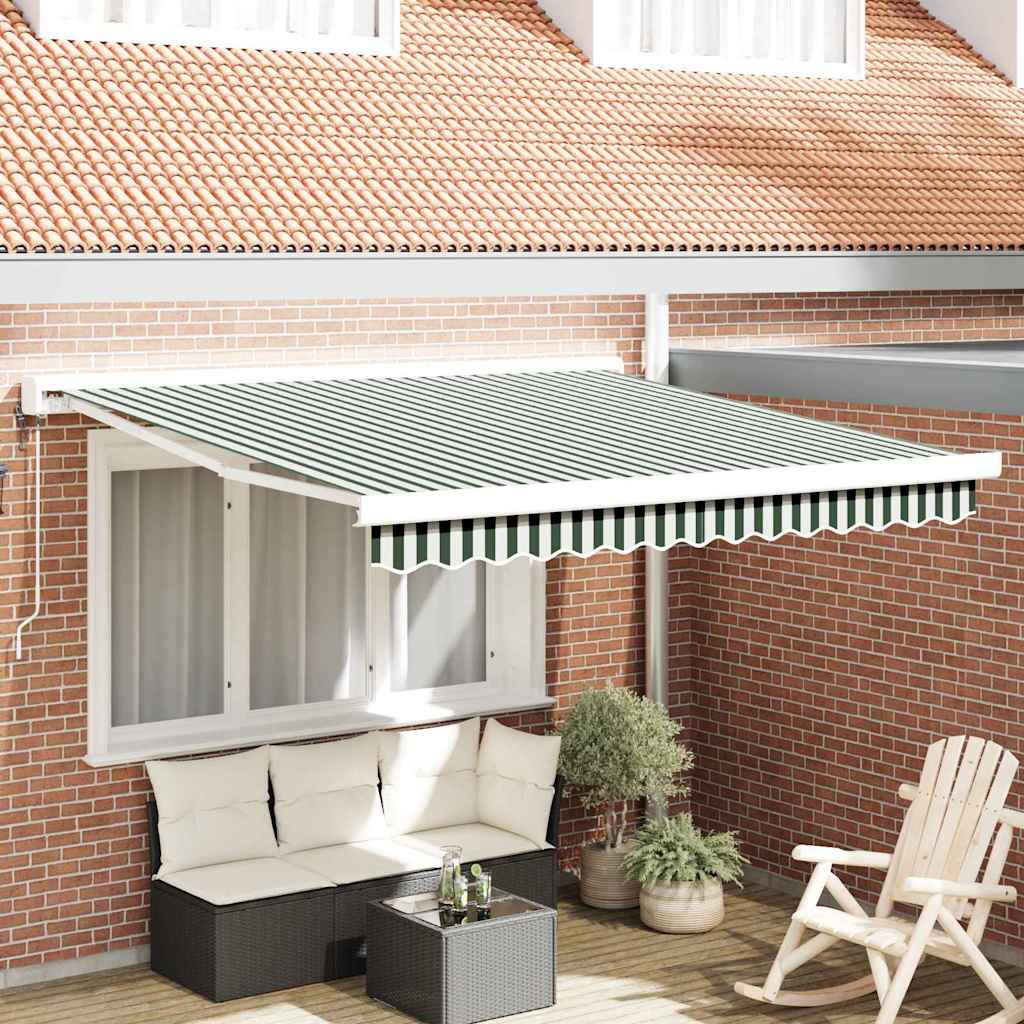 Vidaxl Auvent Rétractable Vert Et Blanc 350 X 250 X 165 Cm