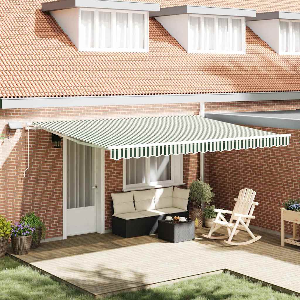 Vidaxl Auvent Rétractable Vert Et Blanc 450 × 300 Cm