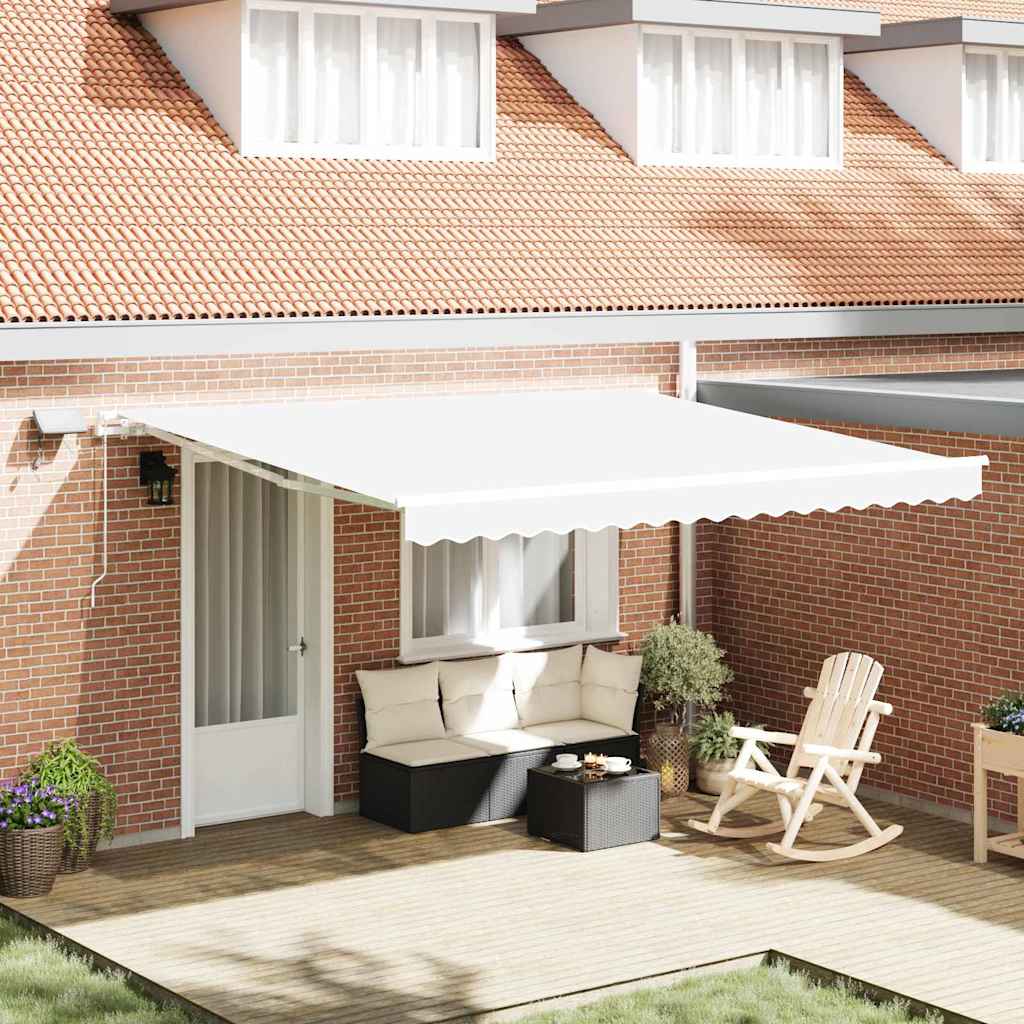 Vidaxl Auvent Rétractable Blanc 400 × 300 Cm Tissu Et Aluminium