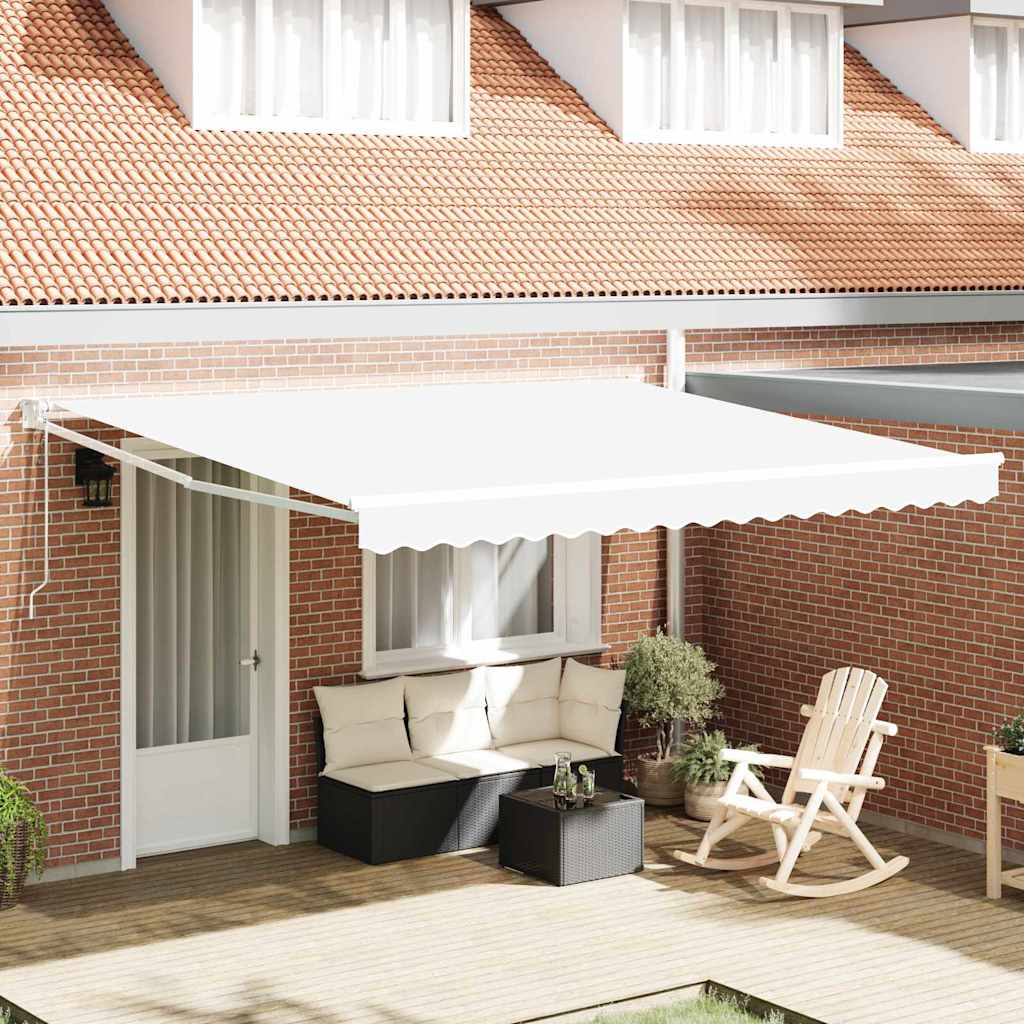 Vidaxl Auvent Rétractable Blanc 400 × 300 Cm Polyester Et Métal