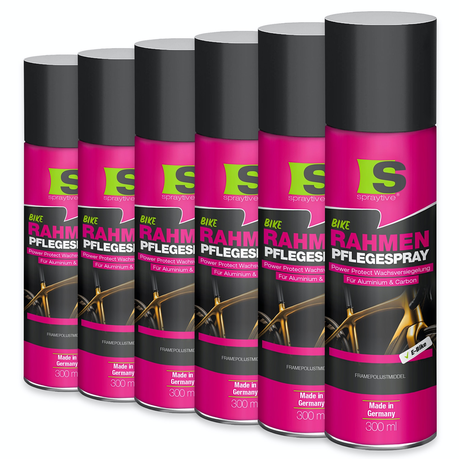 Spraytive 6x 300ml – Rahmen-pflegespray Mit Power Protect Wachsversiegelung – Schmutz- & Feuchtigkeitsabweisend – Für Fahrrad, E-bike