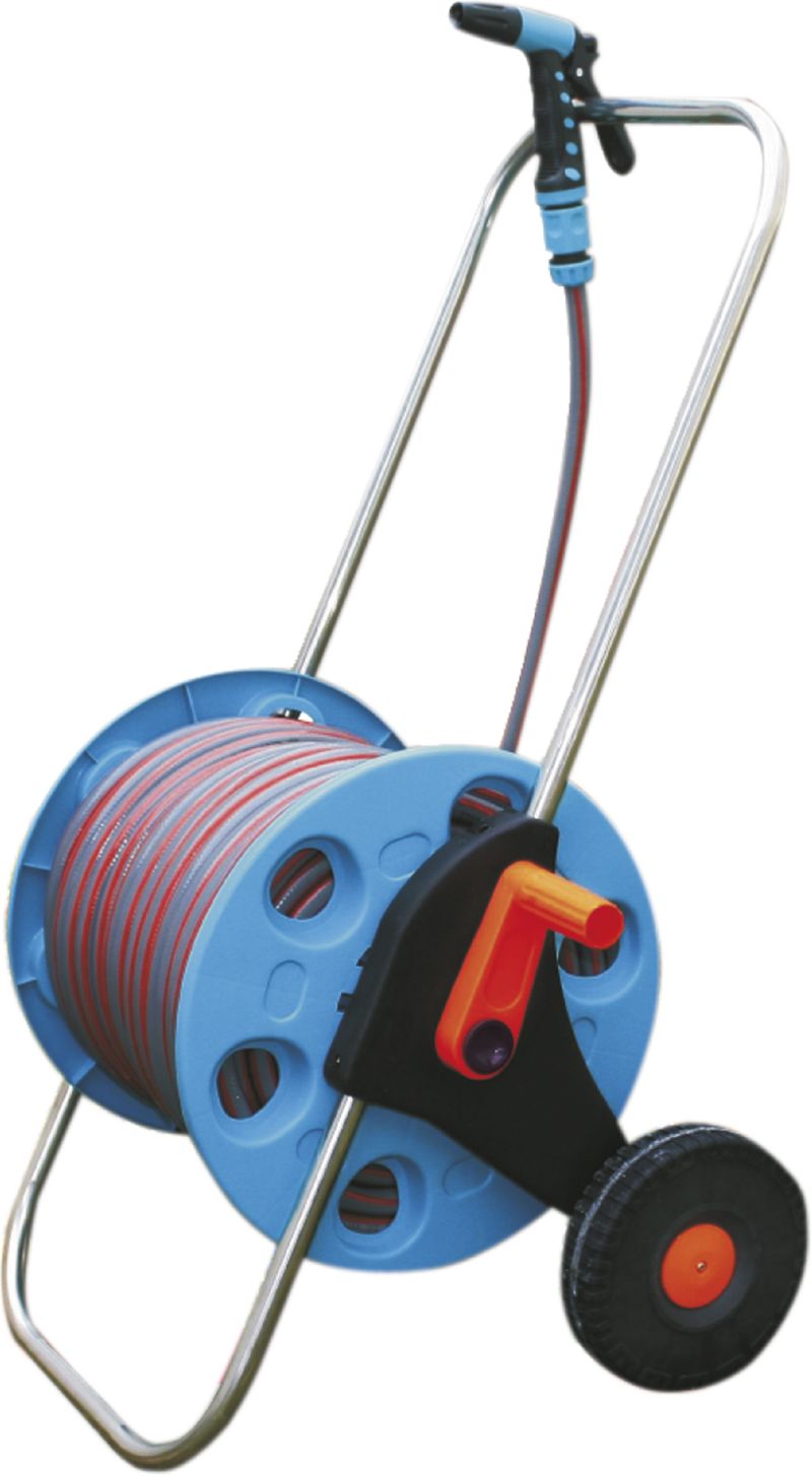 Wagen Strend Pro 3015a, Mit Gartenschlauch 1/2", L-30 M, Pistole, Kupplungen, Halter, Aufrollbar
