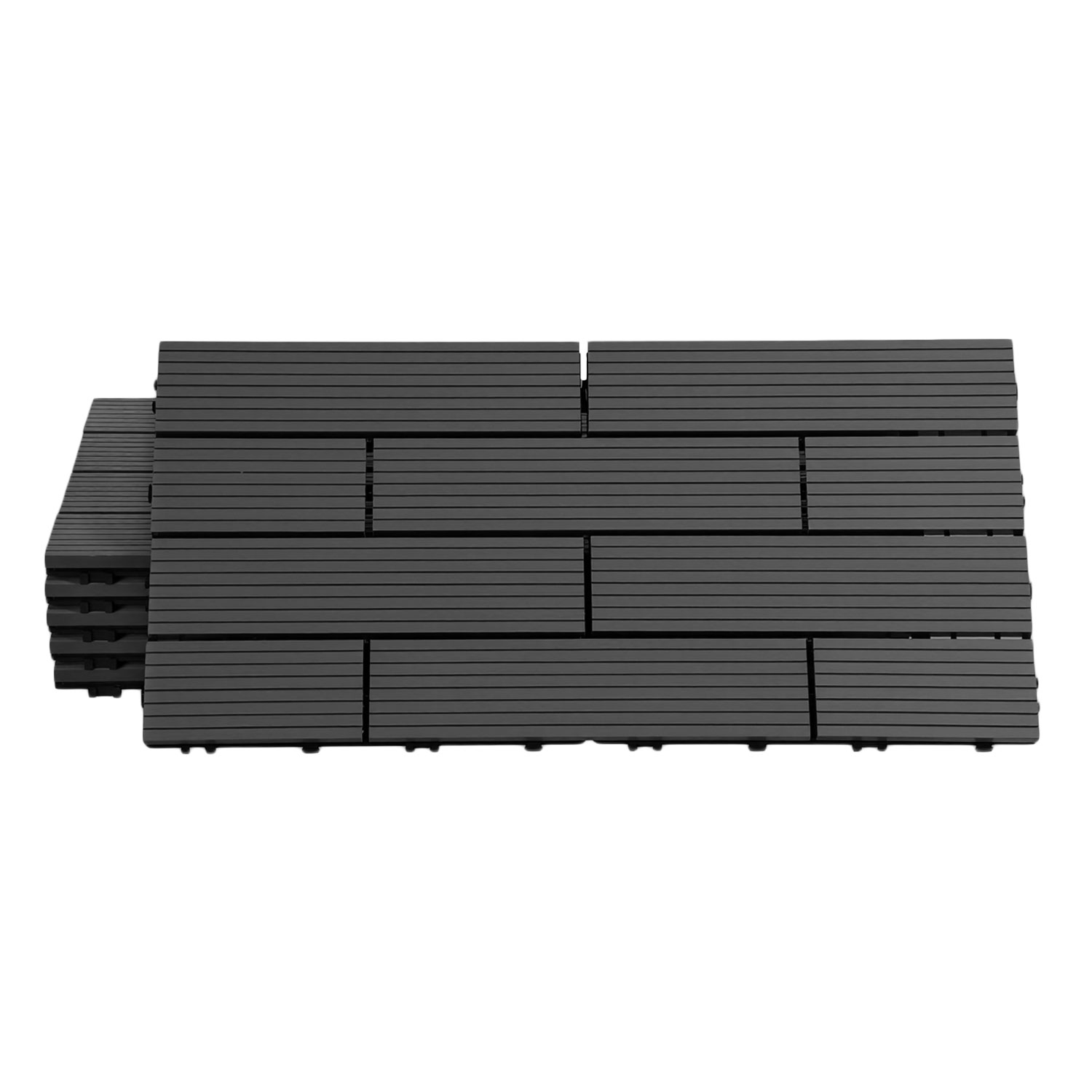 Tolletour Wpc Terrassenfliesen 30x60 Cm Anthrazit 6 Stück 1 M² Klickfliesen Garten Balkon