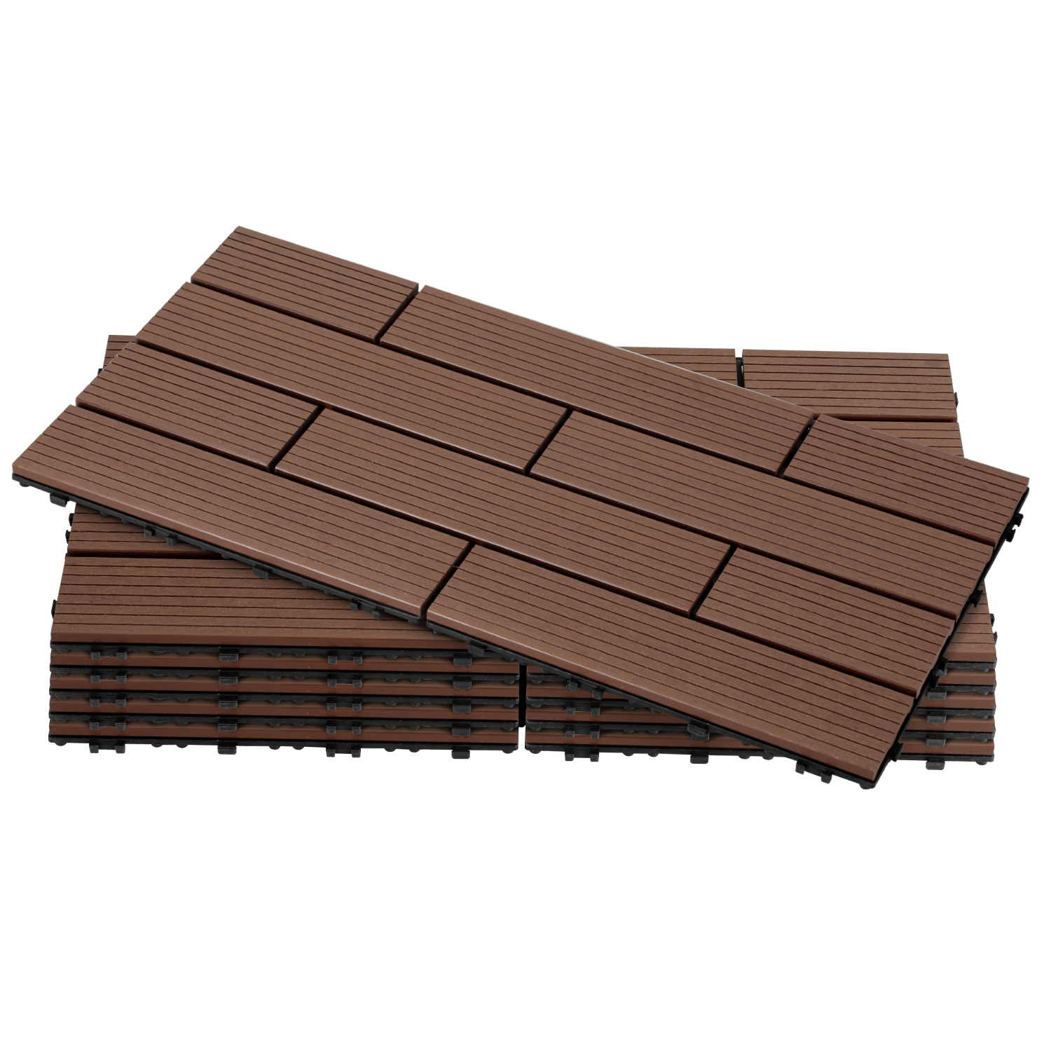 Tolletour Wpc Terrassenfliesen 30x60 Cm Rotbraun 36 Stück 6 M² Klickfliesen Garten Balkon