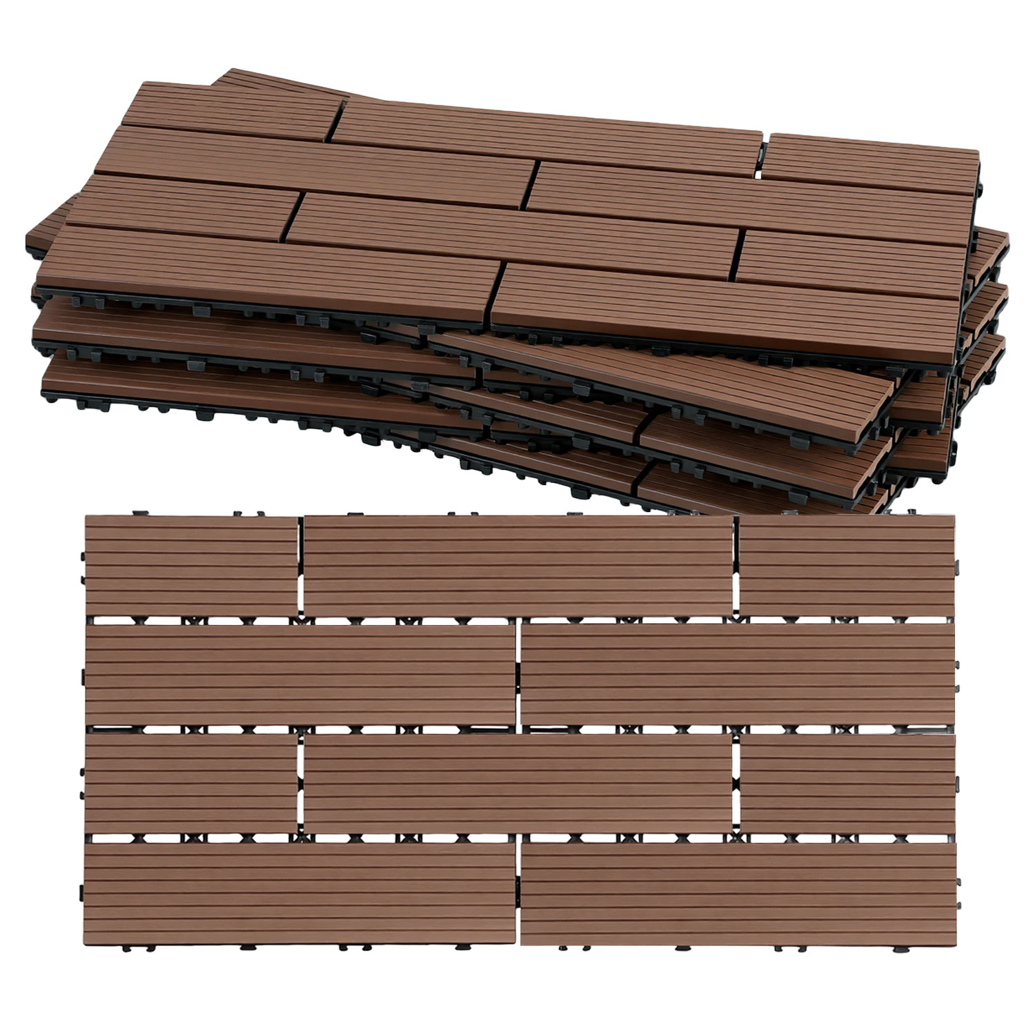 Tolletour Wpc Terrassenfliesen 30x60 Cm Rotbraun 48 Stück 8 M² Klickfliesen Garten Balkon