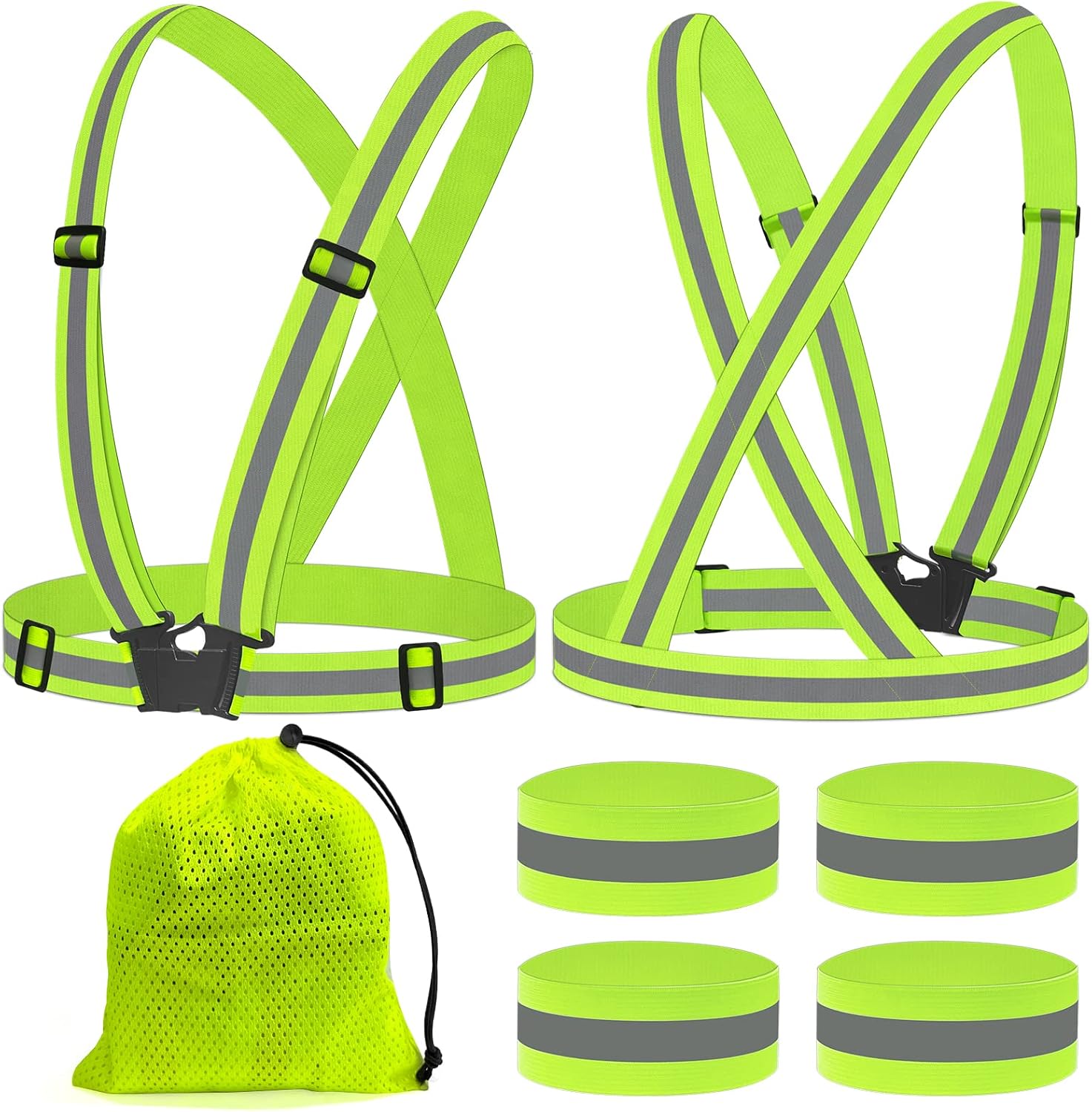 Set Aus 2 Fahrradsicherheitswesten + 4 Verstellbaren Sicherheitsarmbändern