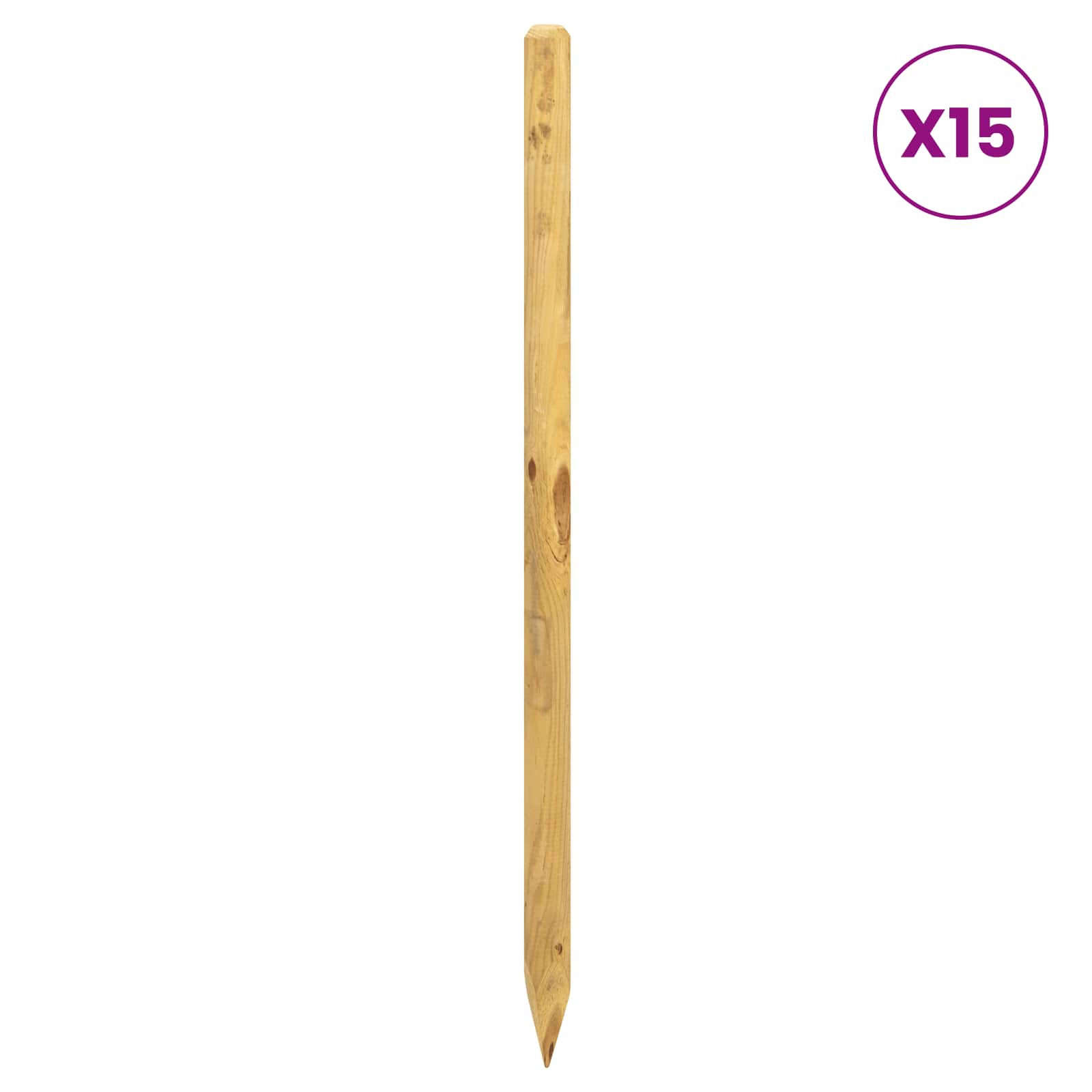 Vidaxl Fence Posts 15 Pcs Brown 120 Cm Solid Pine Wood