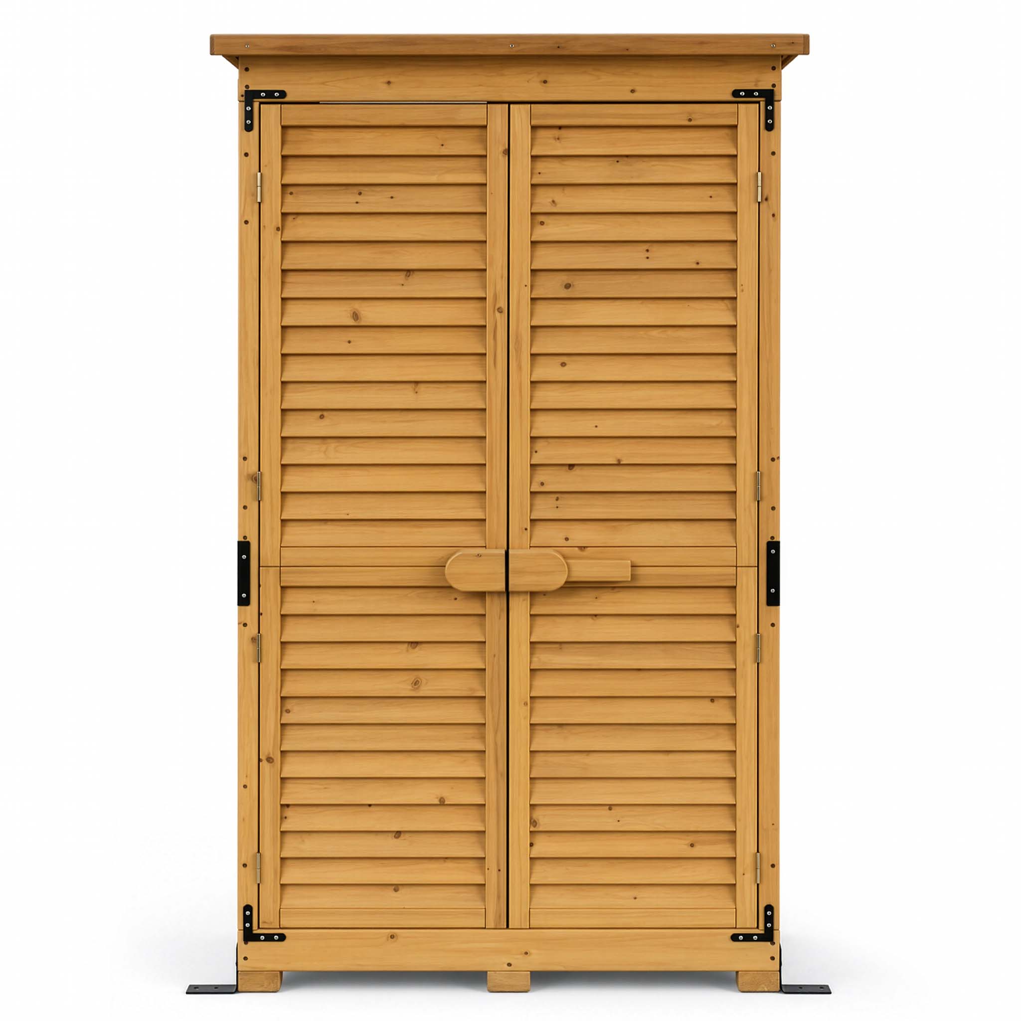 Wiltec Gartenhaus Mit Lamellentür 870 X 465 X 1600 Mm, Gartenschrank Aus Fichtenholz Mit 3 Fächern, Gerätehaus Mit Bitumendach