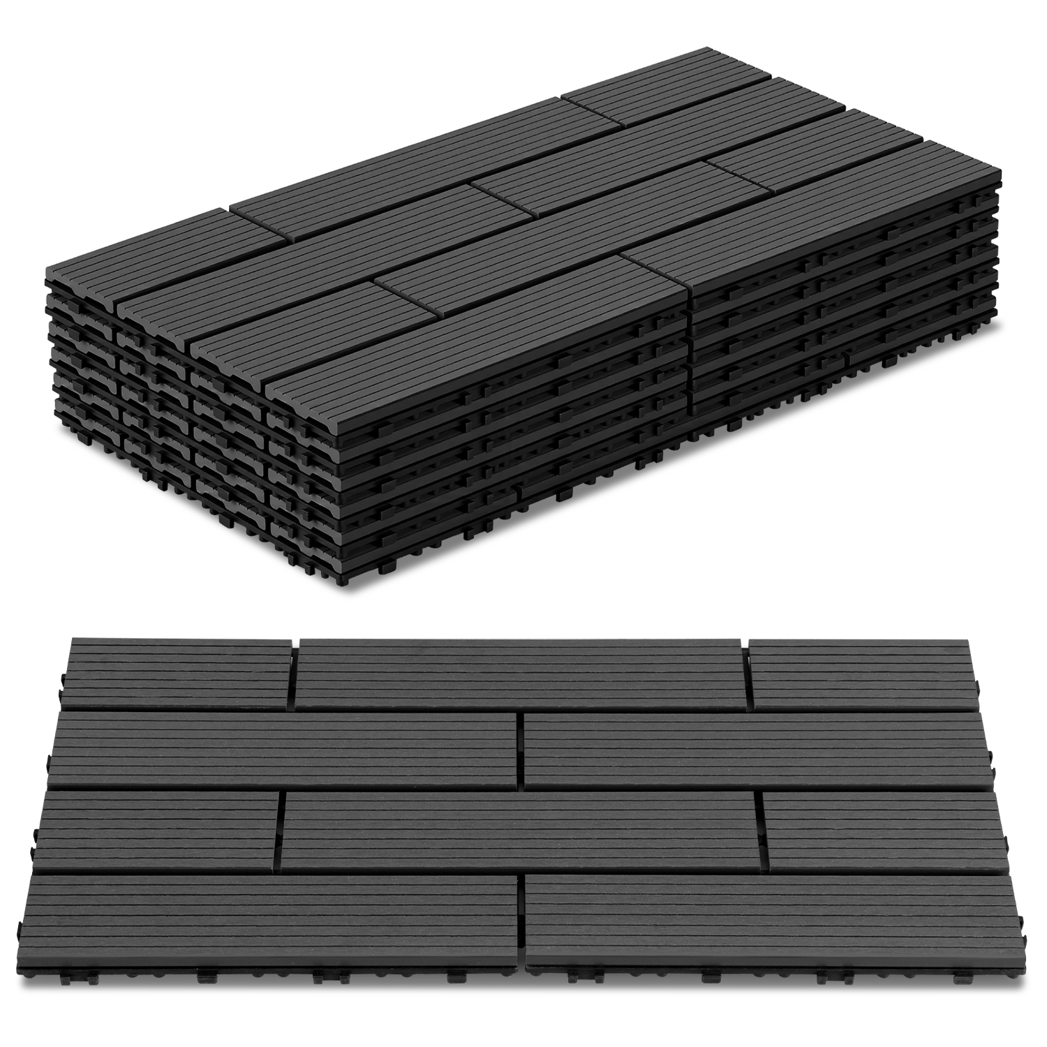 Wolketon Wpc Terrassenfliesen 30x60 Cm Anthrazit 54 Stück 9 M² Klickfliesen Garten Balkon