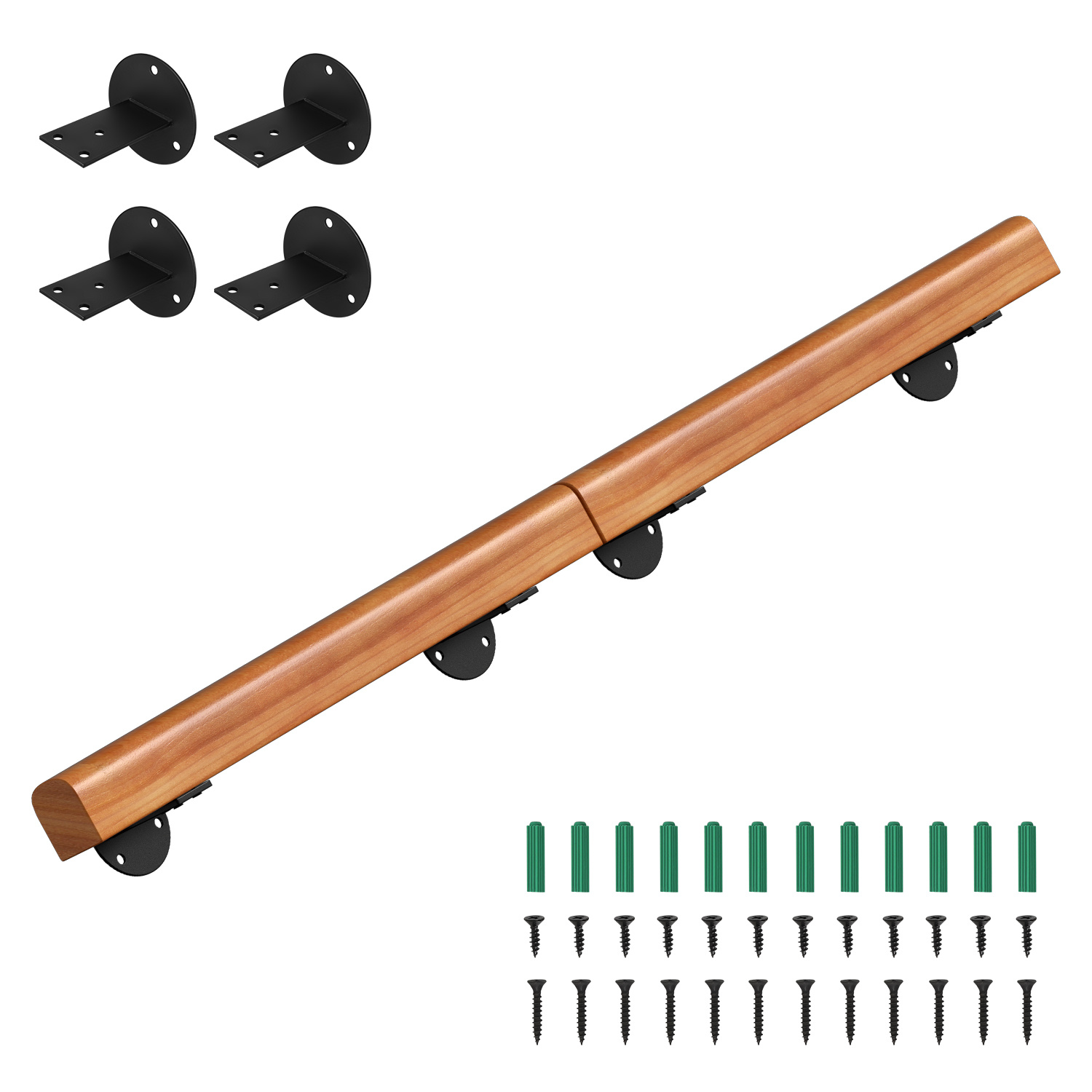 Wolketon Wandhandlauf Kiefernholz 120 Cm, Ø5 Cm, Verbindbar Zu Einem Handlauf, Rutschhemmender Treppenhandlauf Für Flur Bad