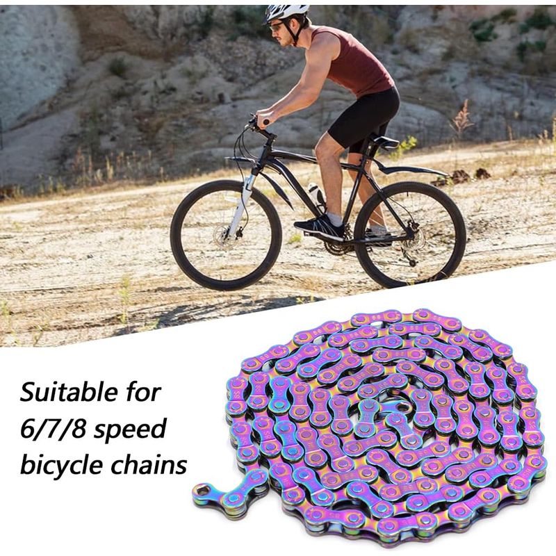 8-gang-fahrradkette, 6/7/8-fach, Farbige Fahrradkette Aus Verzinktem Kohlenstoffstahl, 116 Glieder, Rostbeständig, Kompatibel Mit Rennrädern Und Mountainbikes